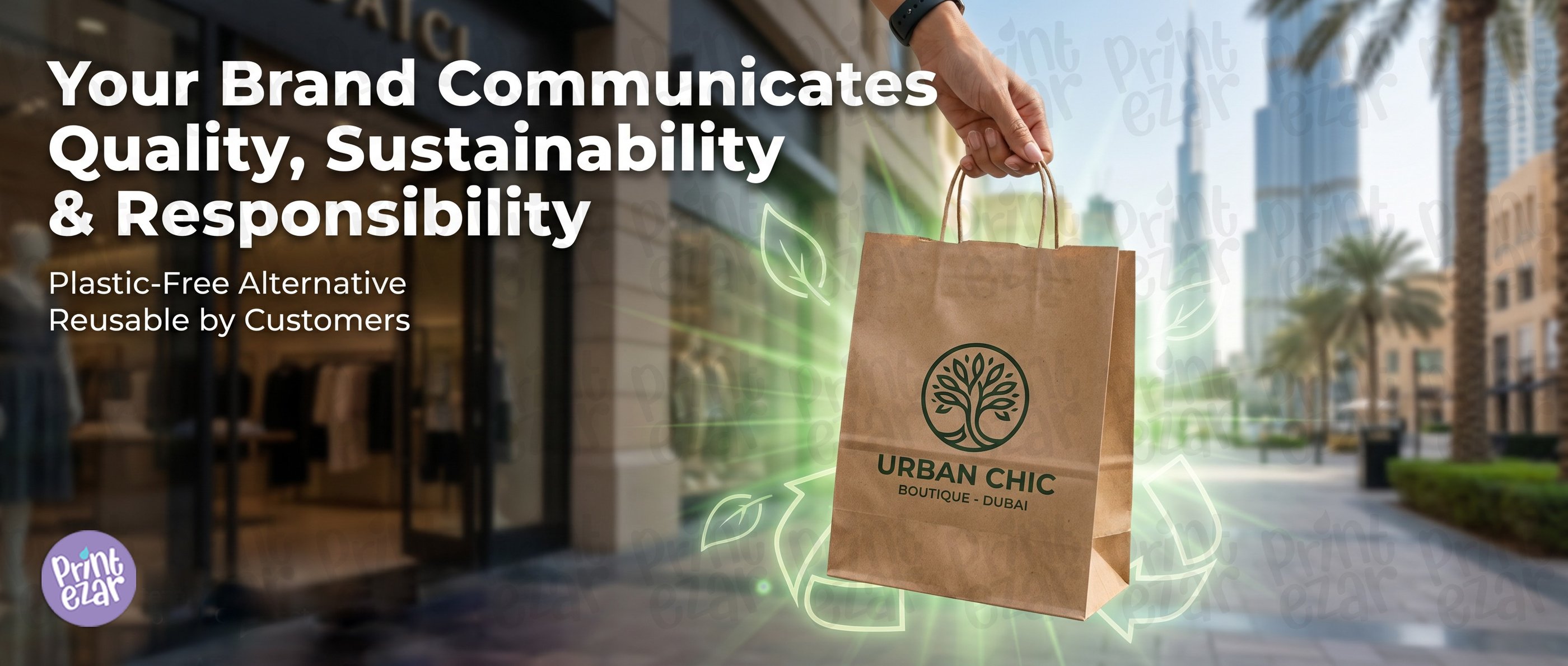 Custom kraft paper bags are eco friendly an sustainable - plastic free and can be reused by clients.