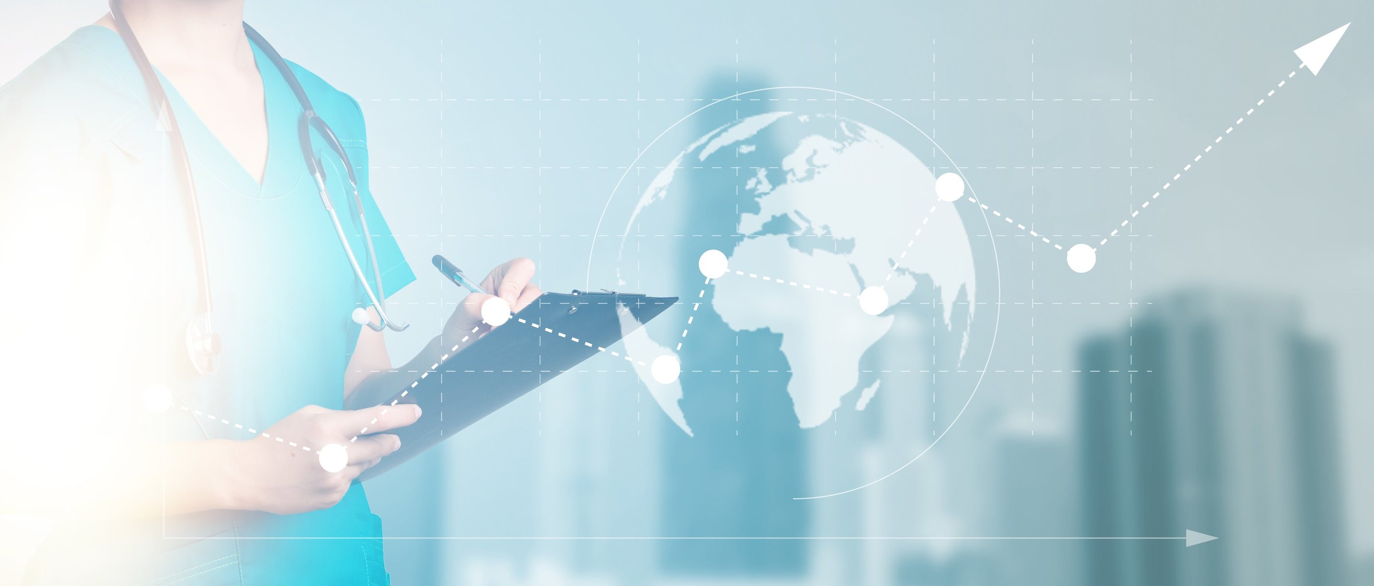 Profesional de la salud con informacion global