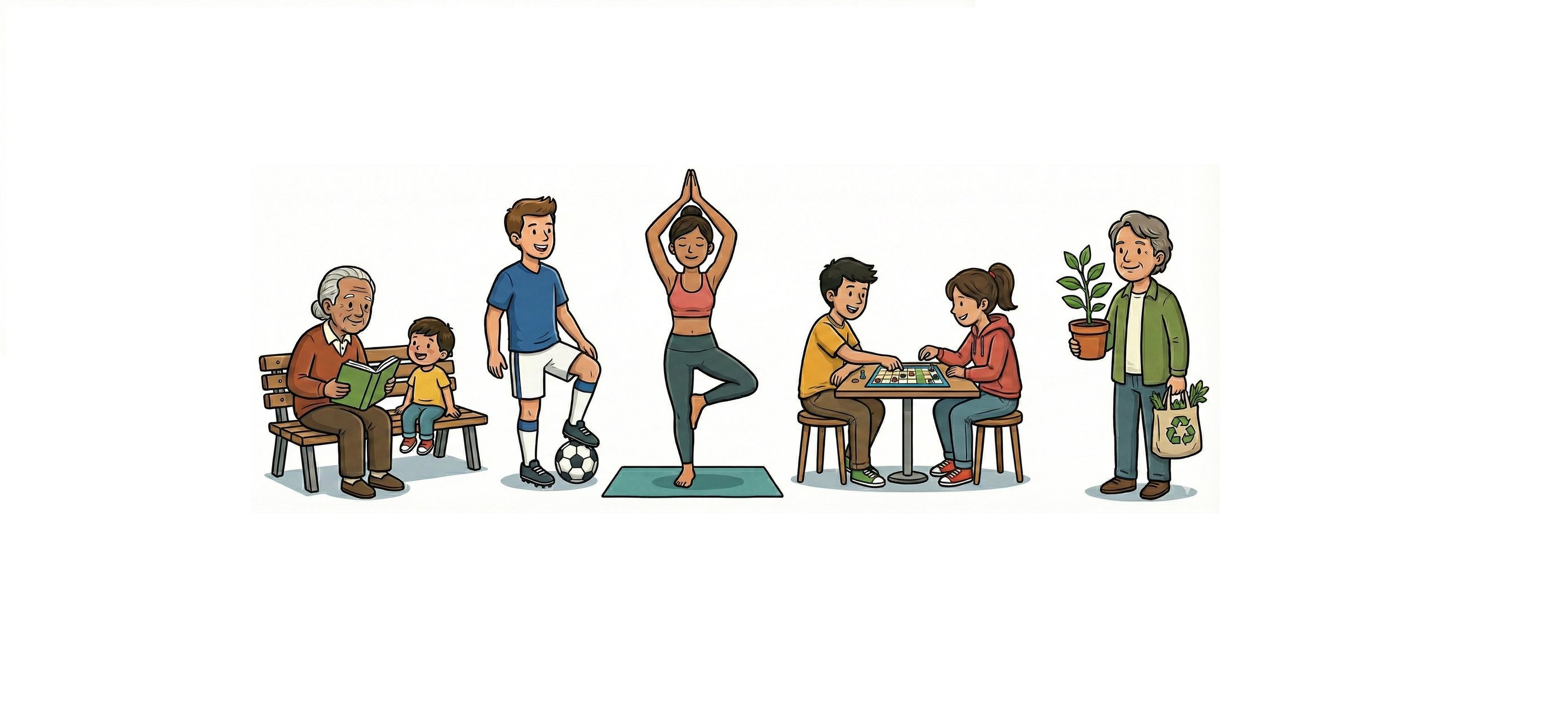 Des personnages représantant les sports, associations et la culture à Chasné