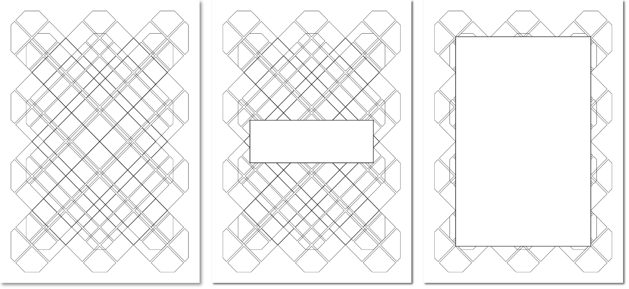 Trauerkartenserie mit Muster aus Diagonalen, helles Design