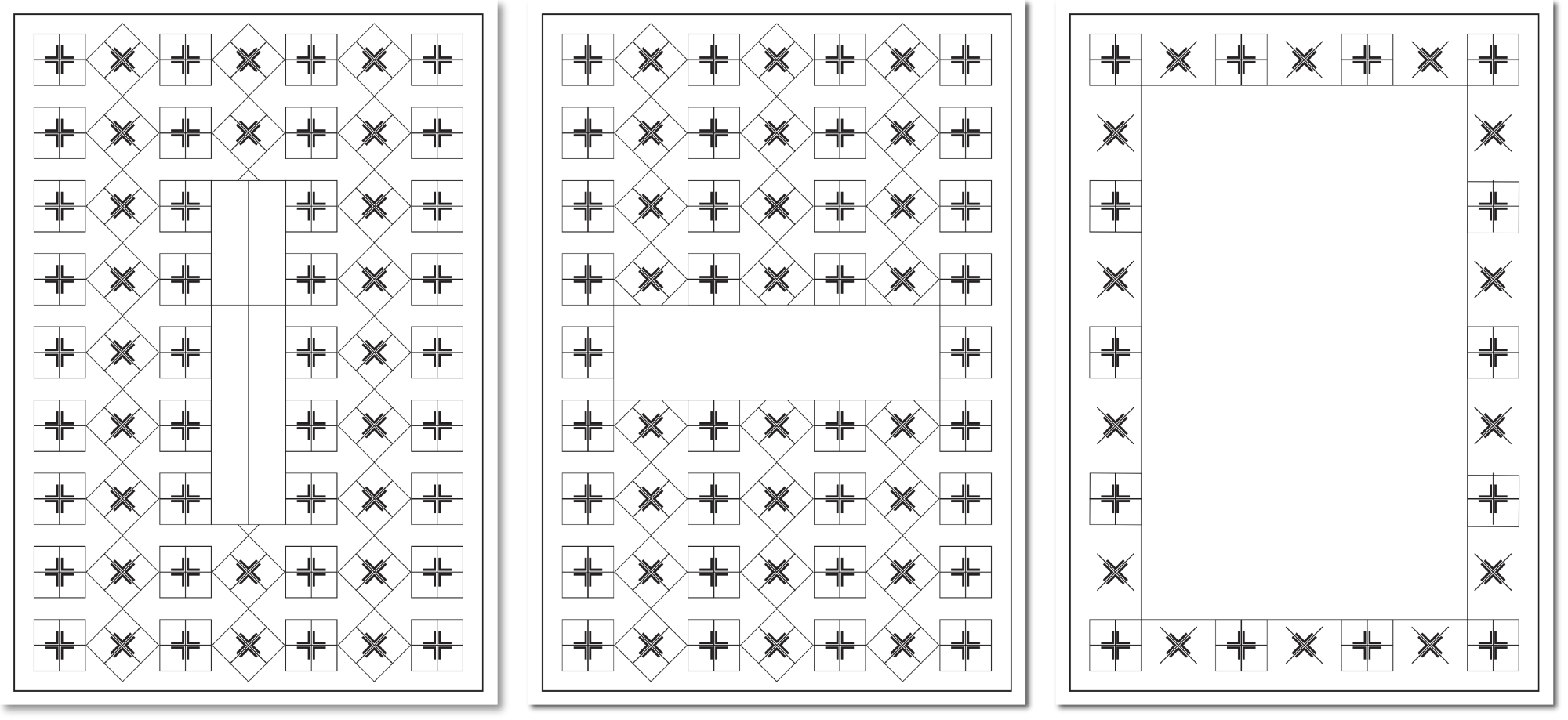 Trauerkarten-Serie mit schwarzem Kreuz-Ornament auf Weiß