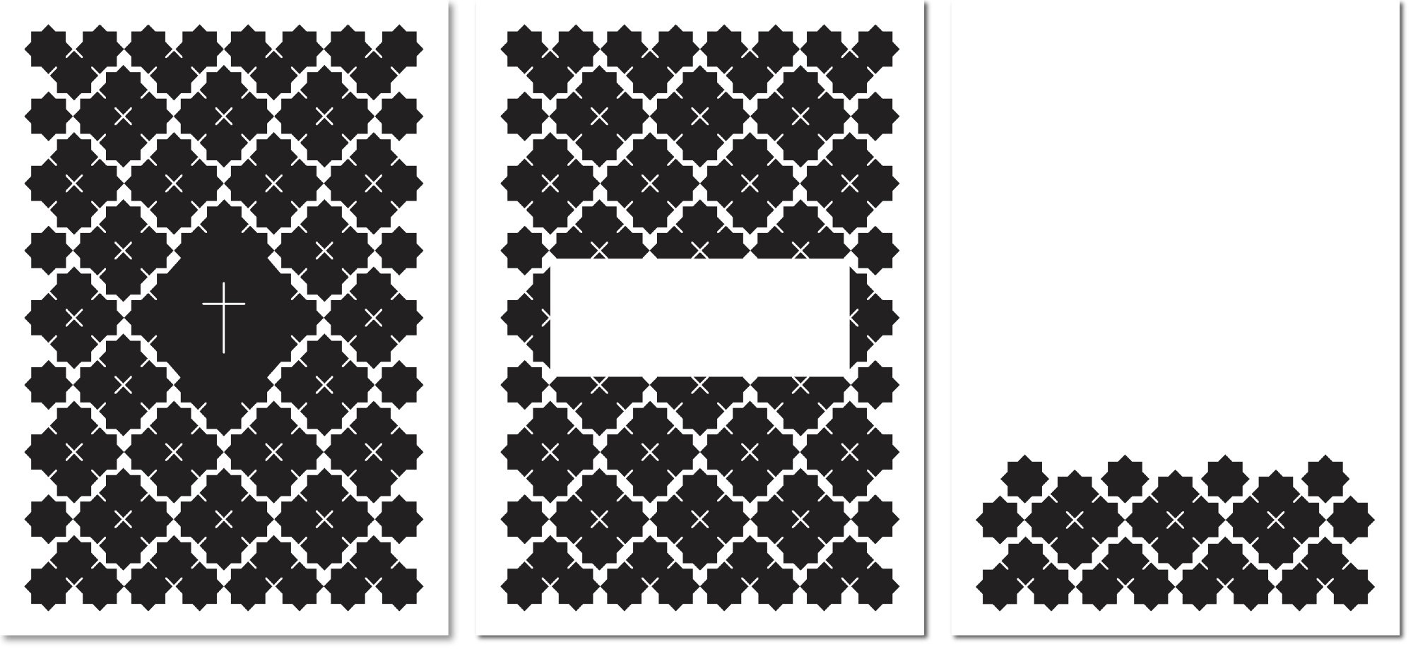 Zero-Serie mit Ornament aus schwarzen Kreuzblumen