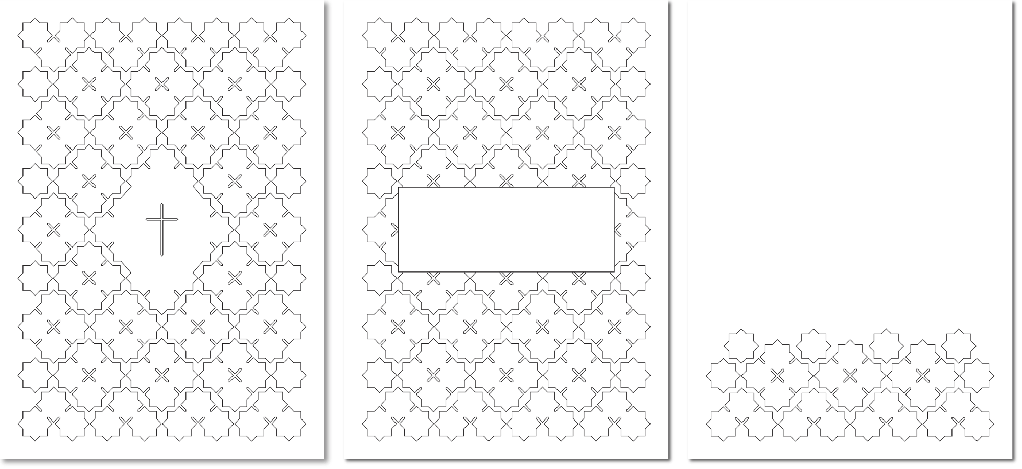 Trauerkarten-Serie mit Kreuzblumen in grafischem Muster