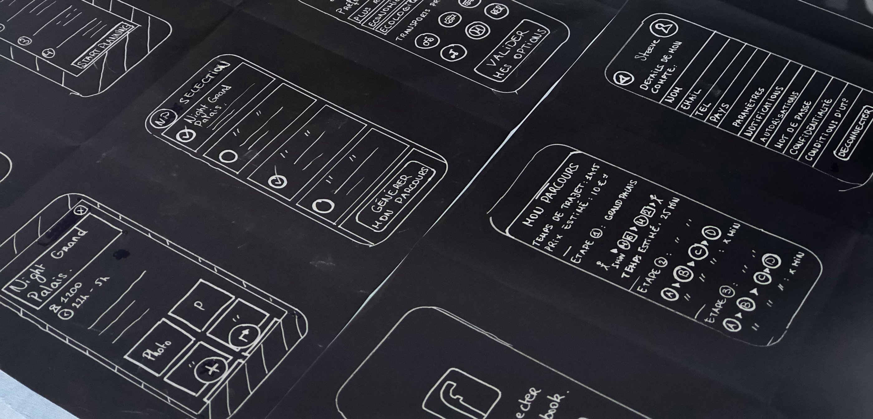 Low-fidelity app wireframes and interactive prototypes for usability testing