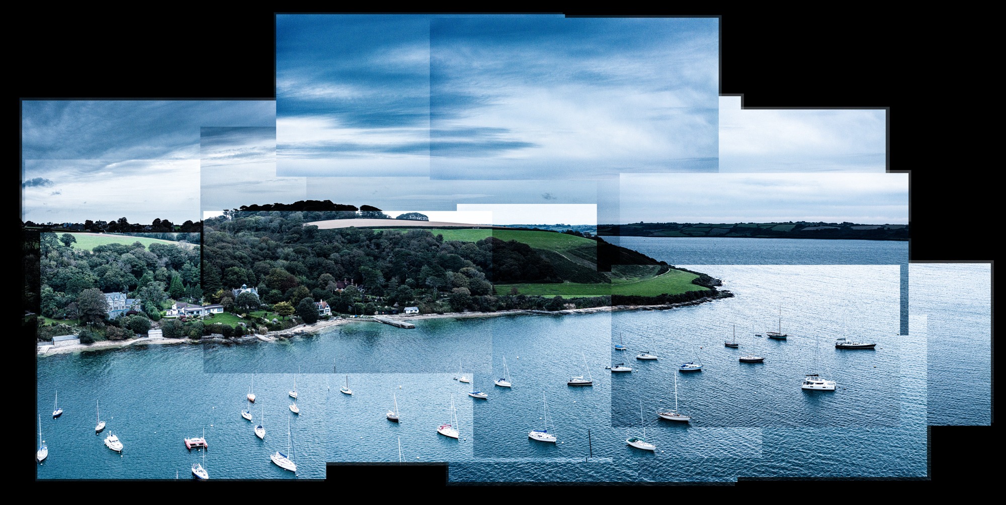 A joiner composition of Flushing harbour in Cornwall