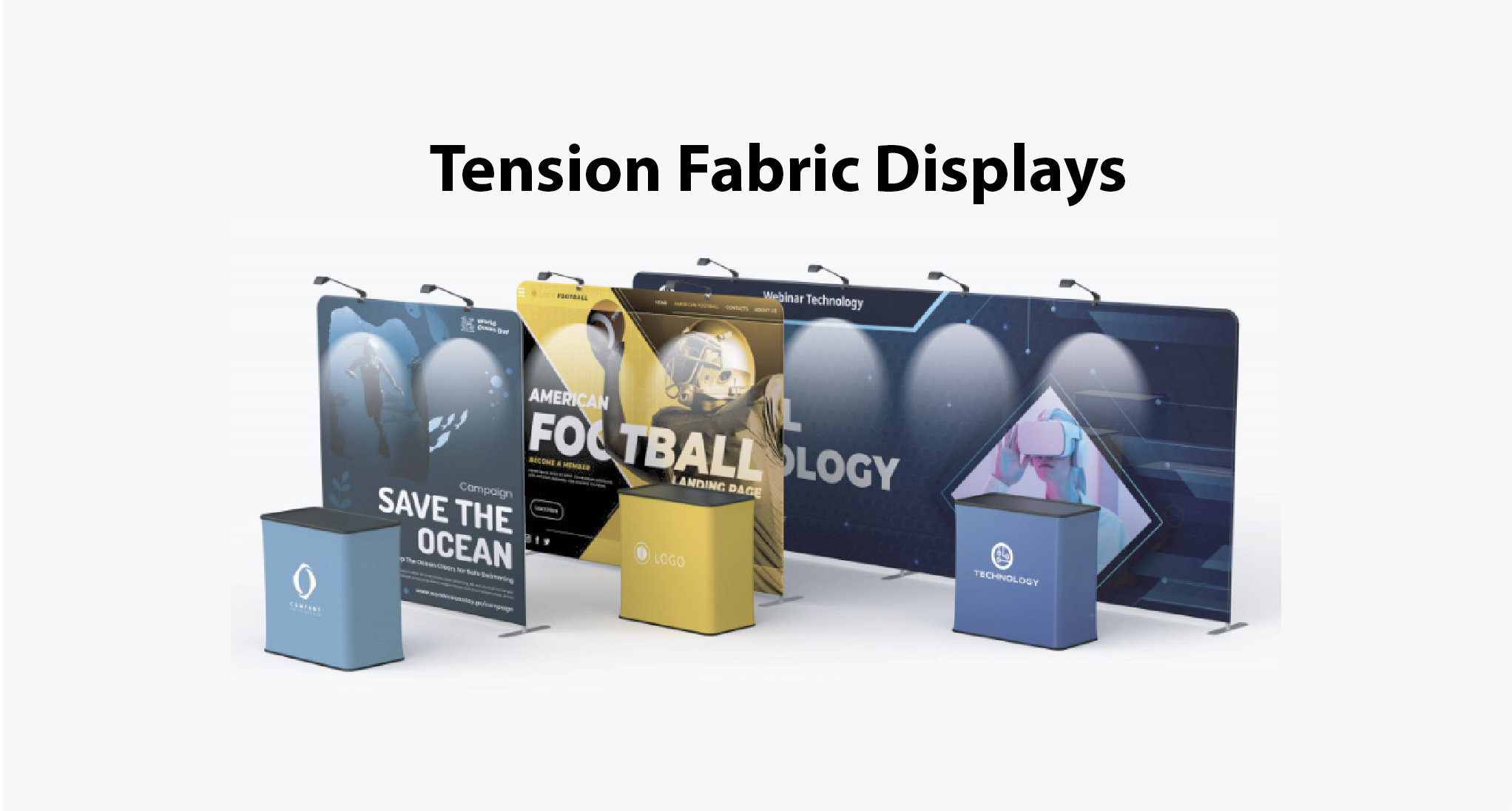 Tension Fabric Displays - Straight with podium 