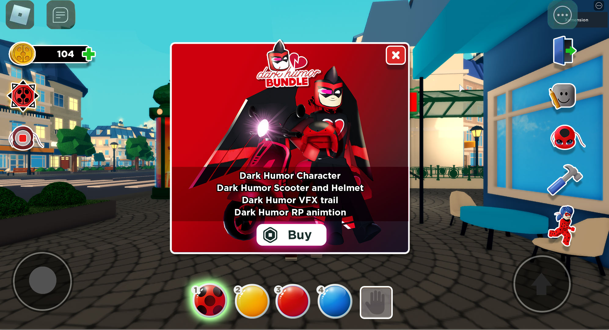Miraculous Ladybug Roblox in-game popup