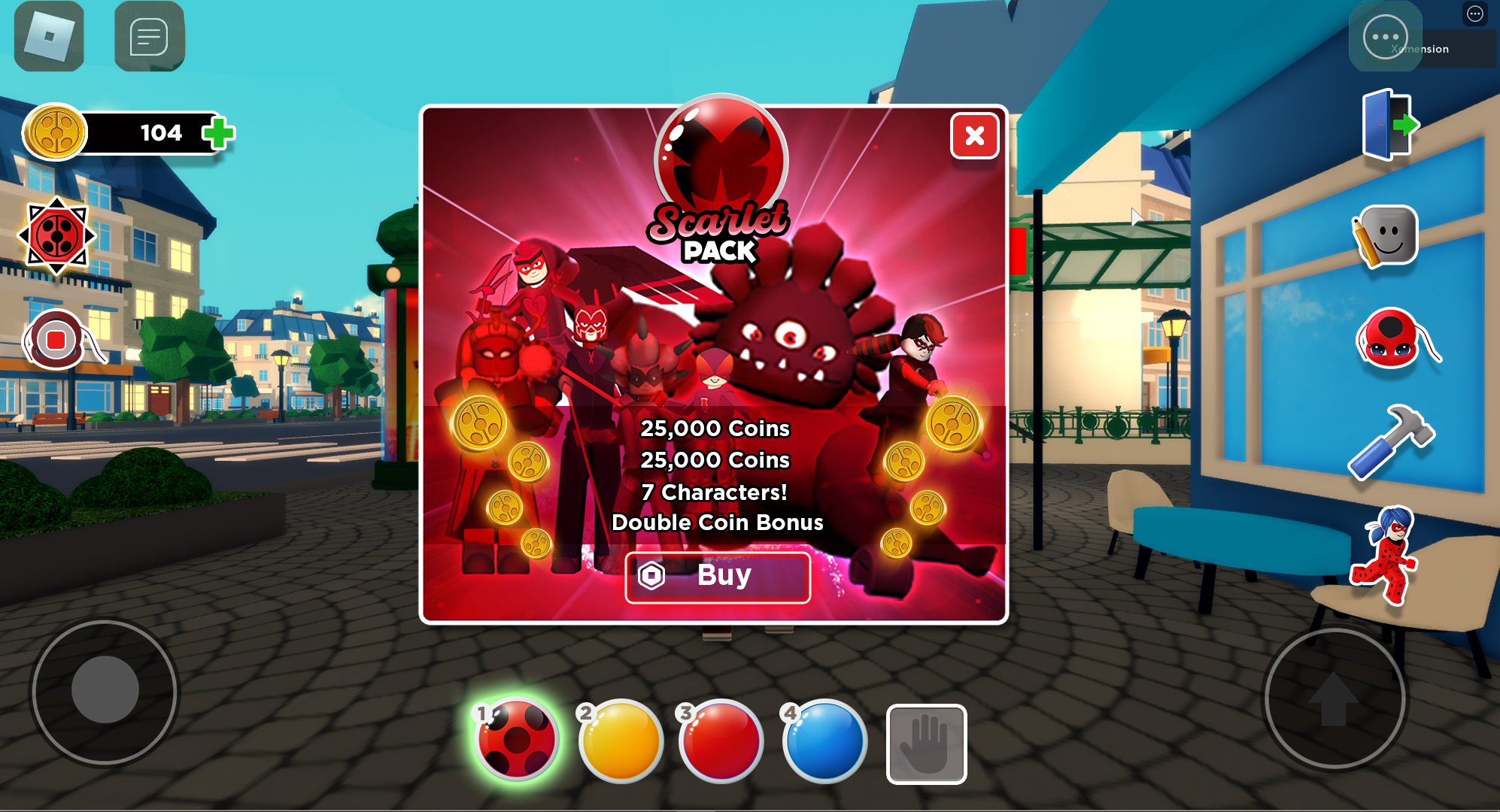 Miraculous Ladybug Roblox in-game popup