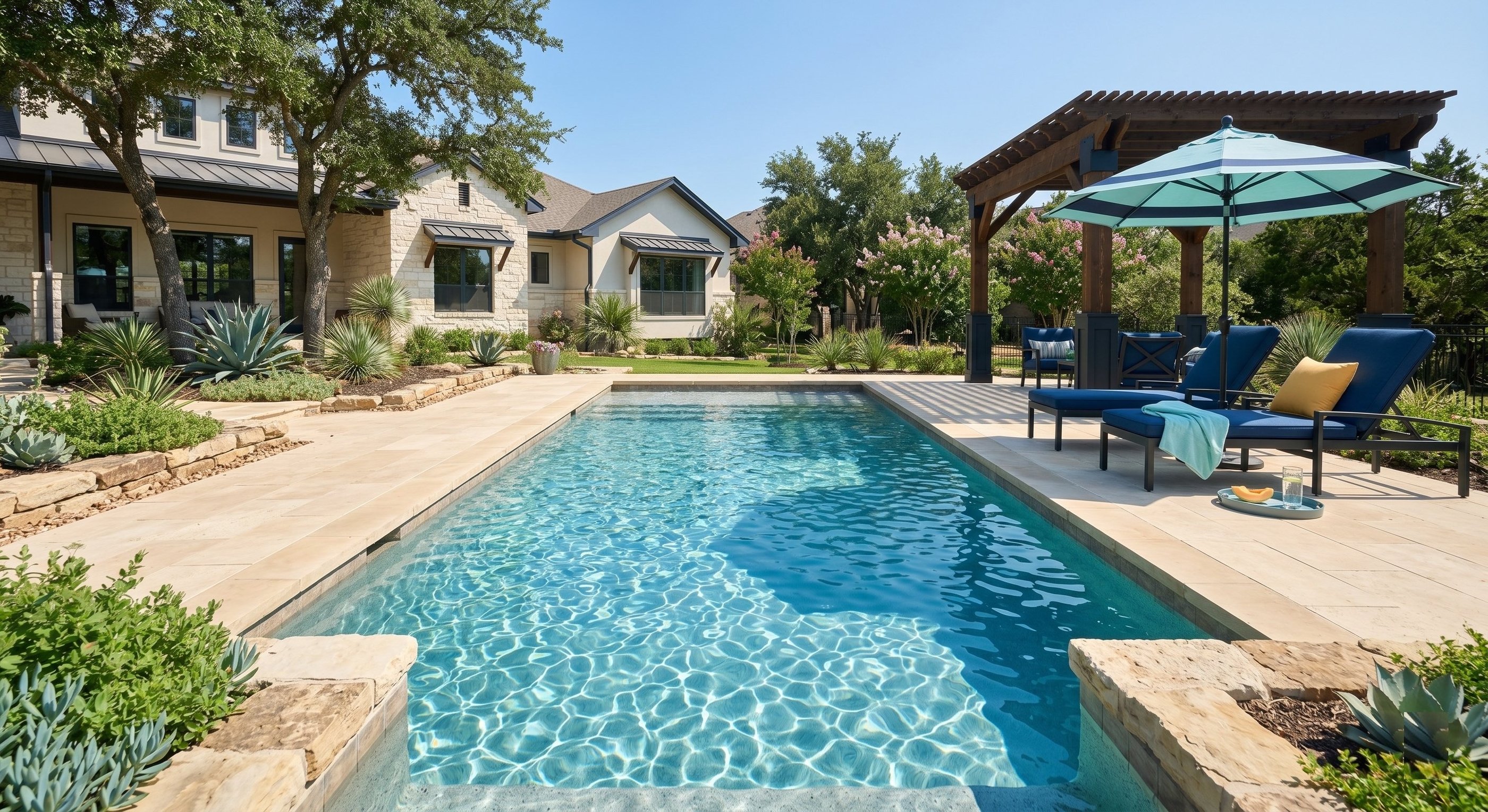 Clear residential pool water after weekly pool water care in Round Rock TX