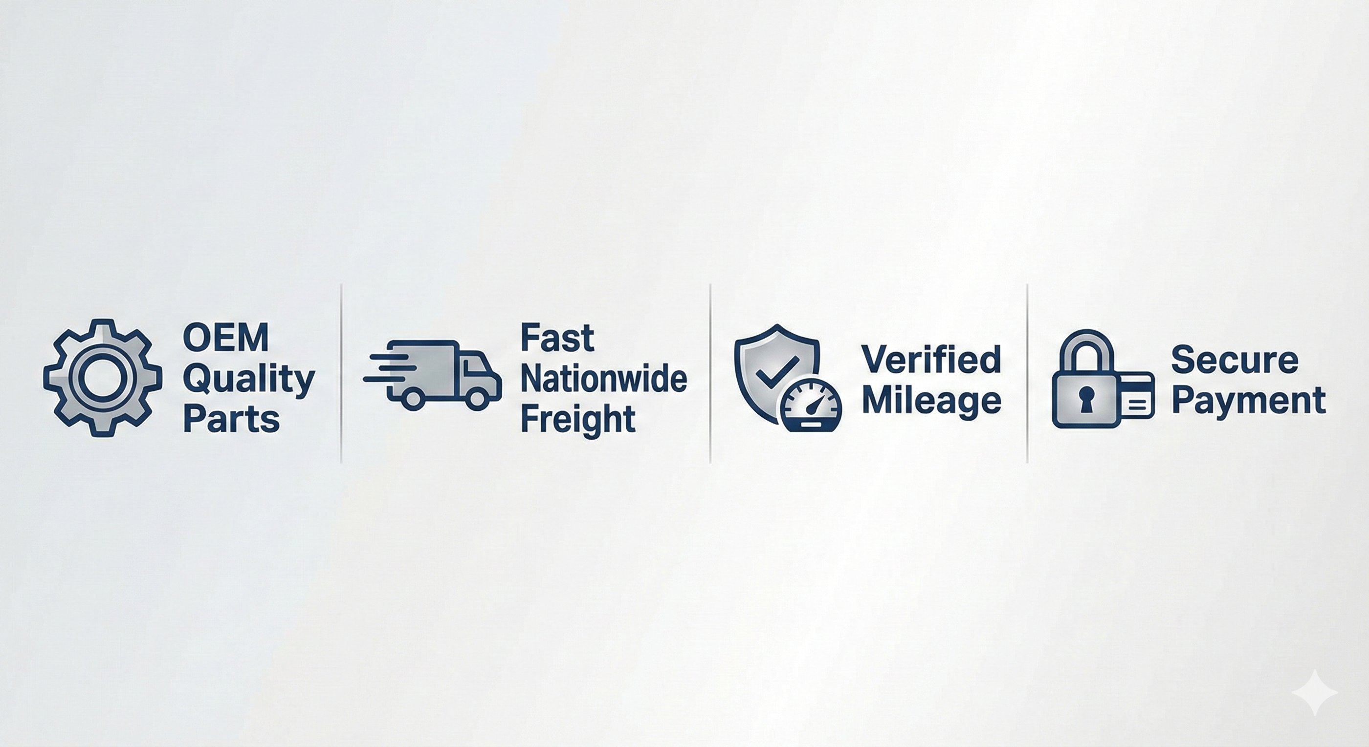 A sign showing YND Autoparts offers OEM parts, Fast Shipping, Verified Mileage & secure Payments