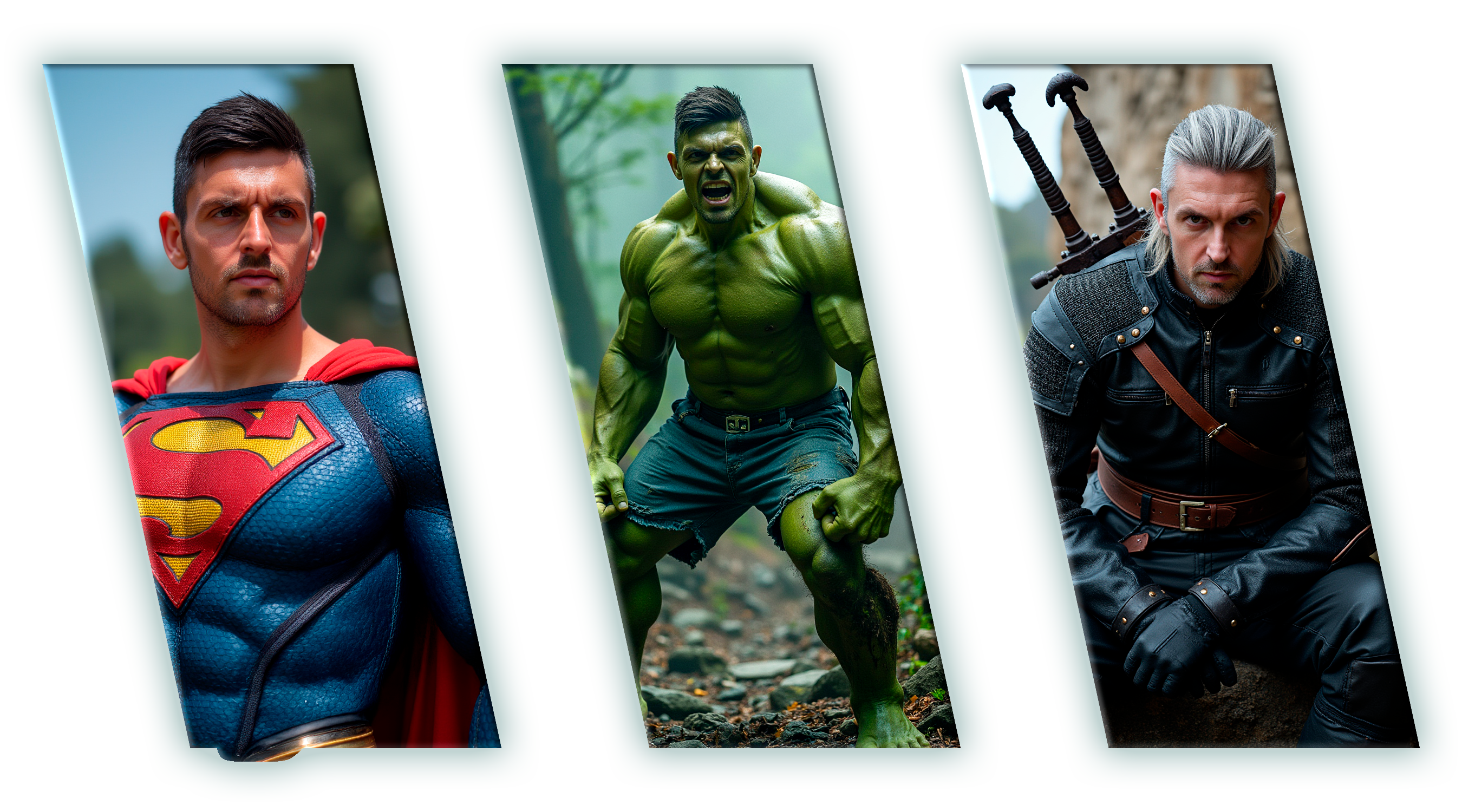 a man in a superman suit and a superman costume