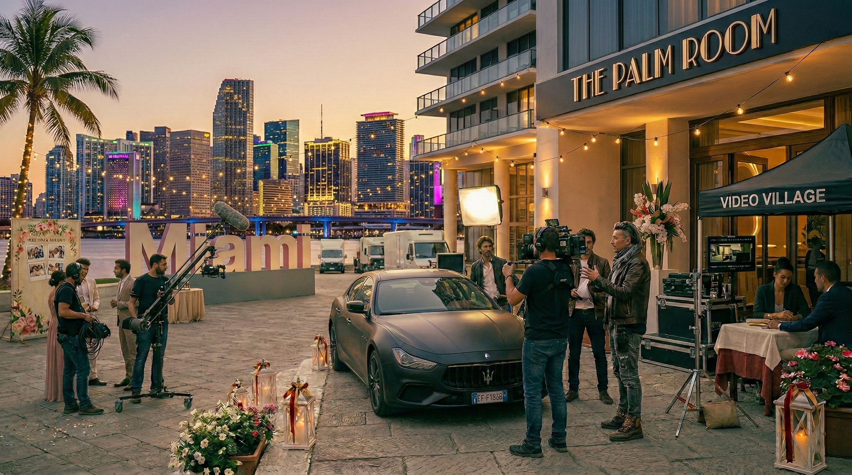 Noleggio Maserati Ghibli nera per set cinematografico e videoclip musicali