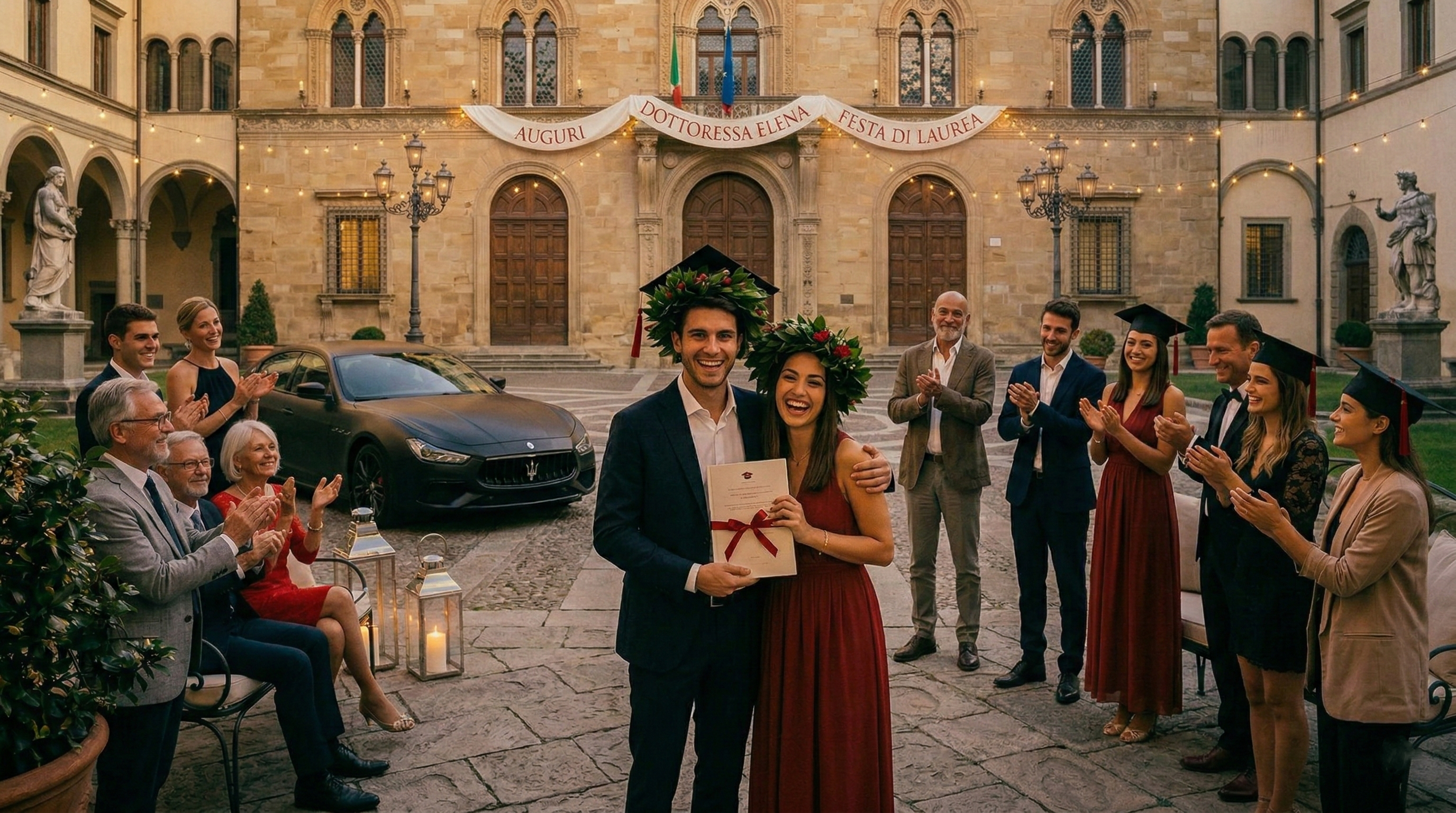 Auto di lusso con conducente per festa di laurea