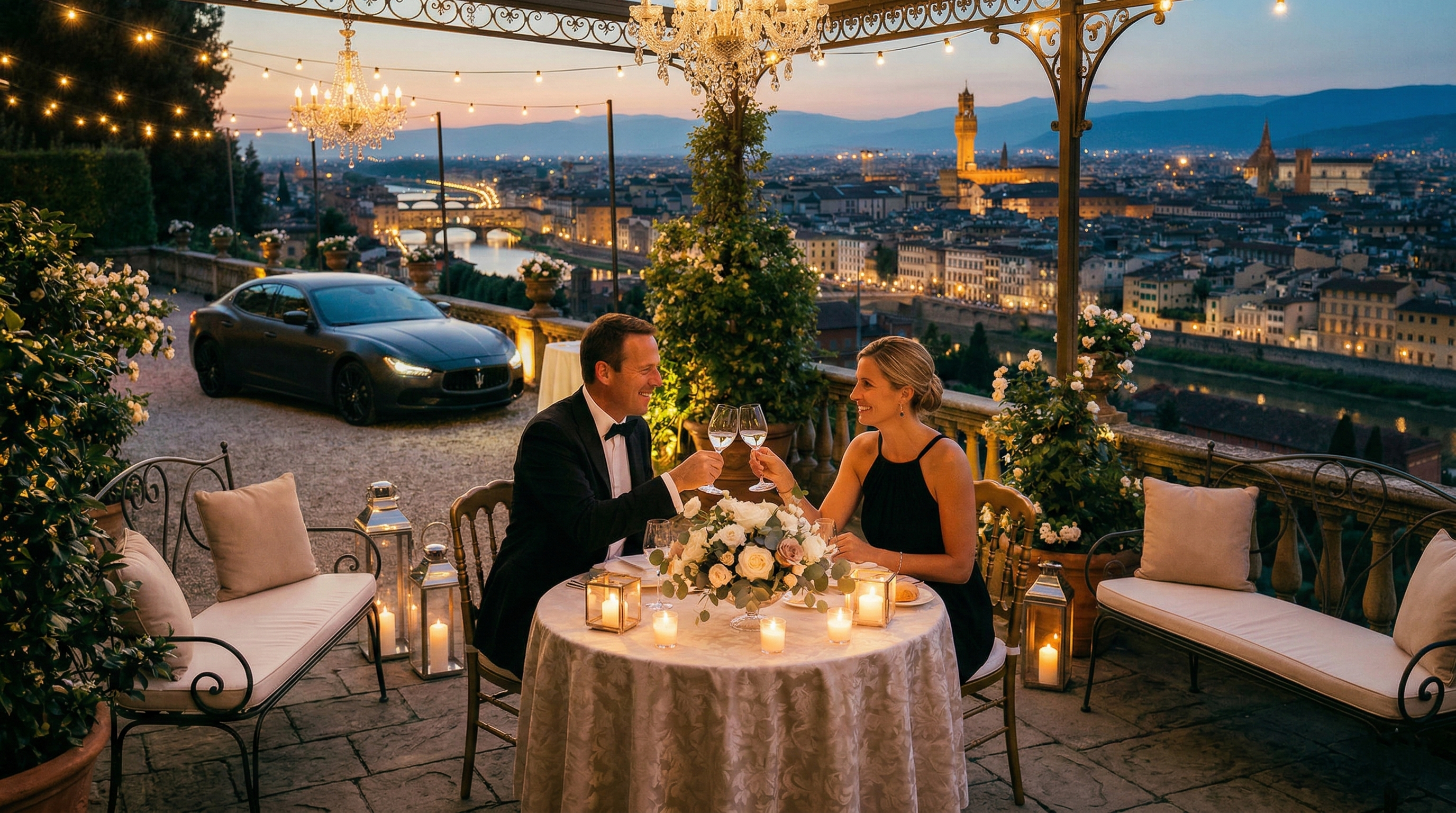 Maserati Ghibli per serata romantica con conducente