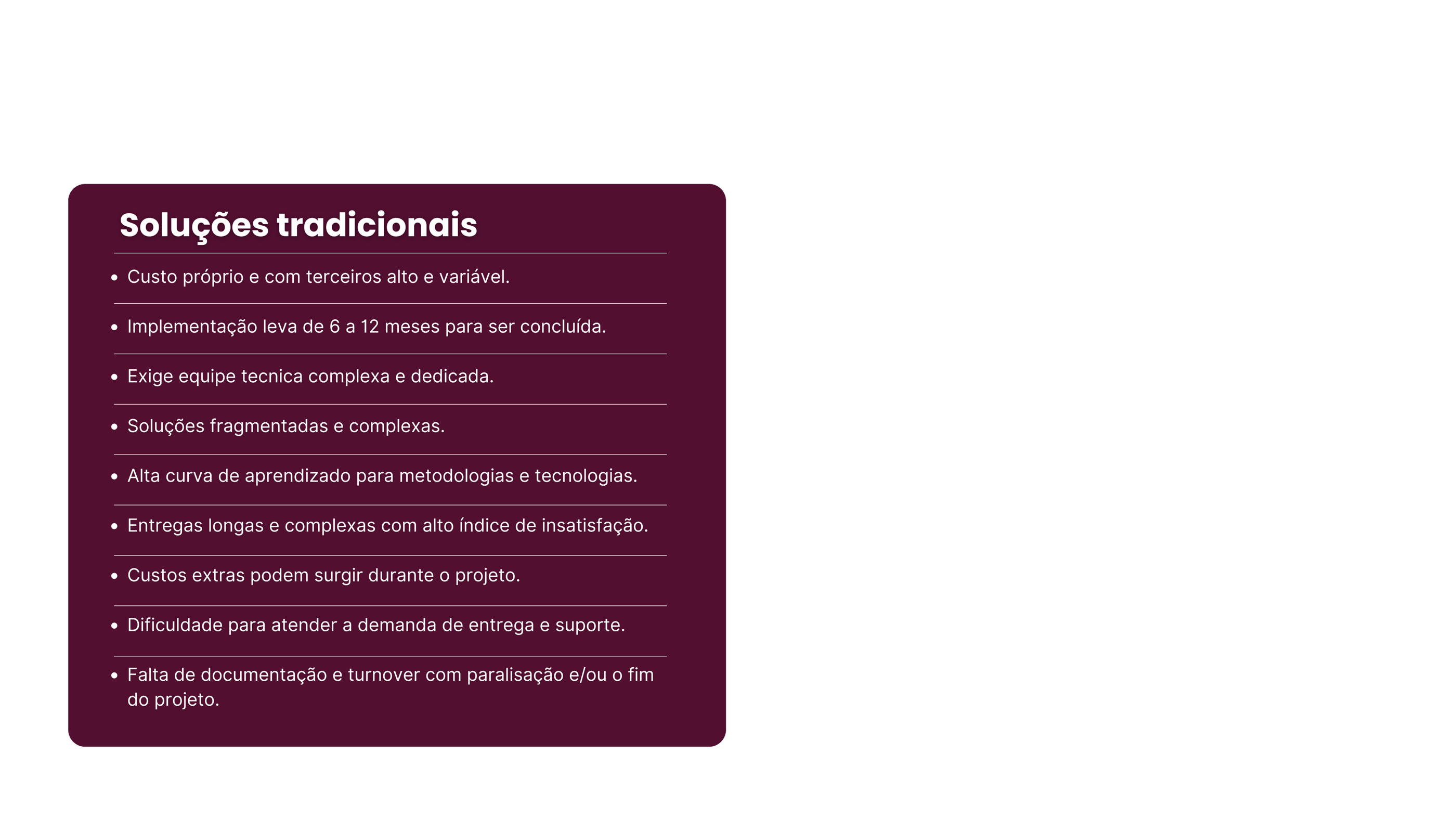 soluções de softwares e tecnologias tradicionais comparadas ao I-KNOW