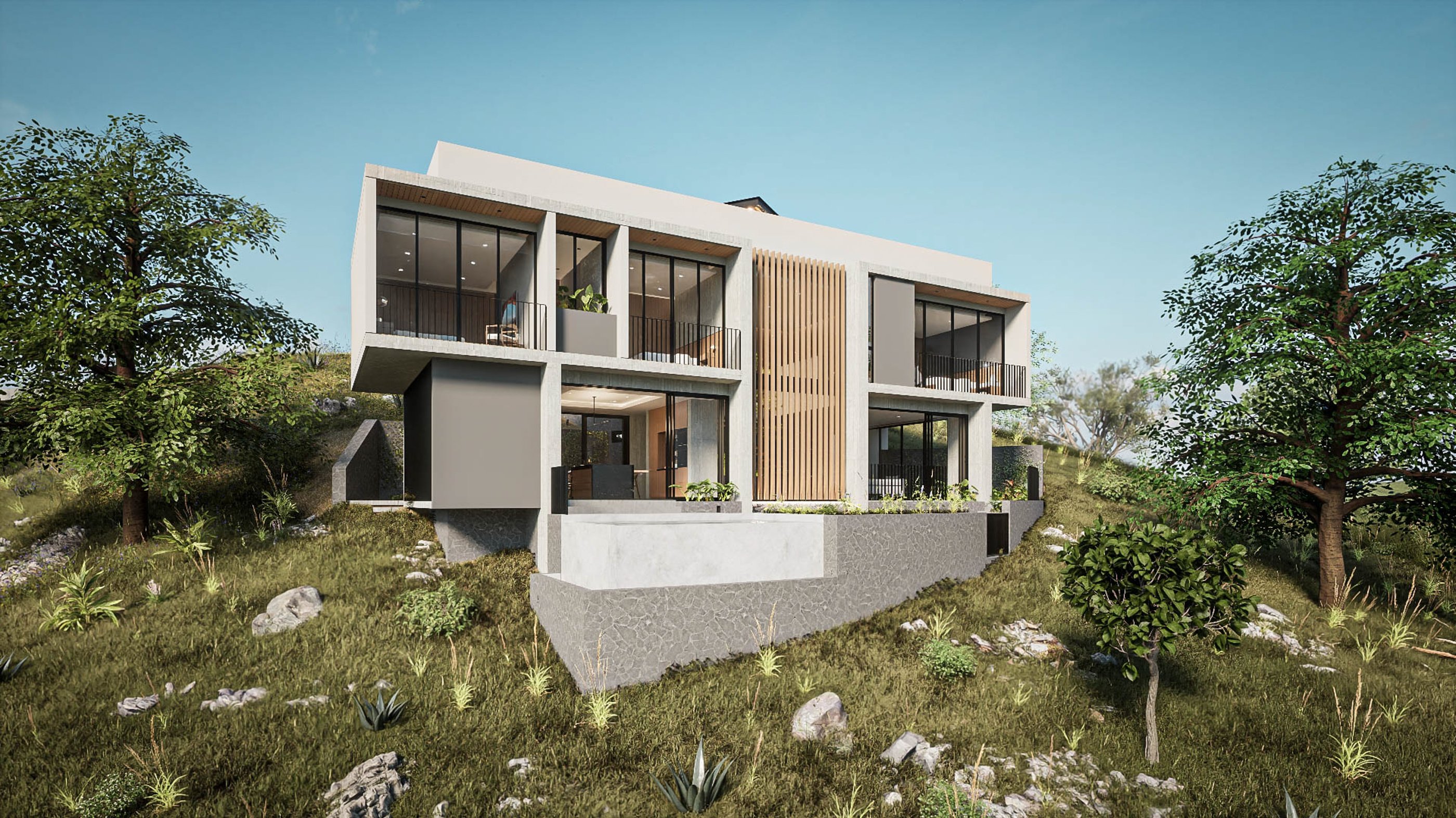 a house with a mountain view of a house