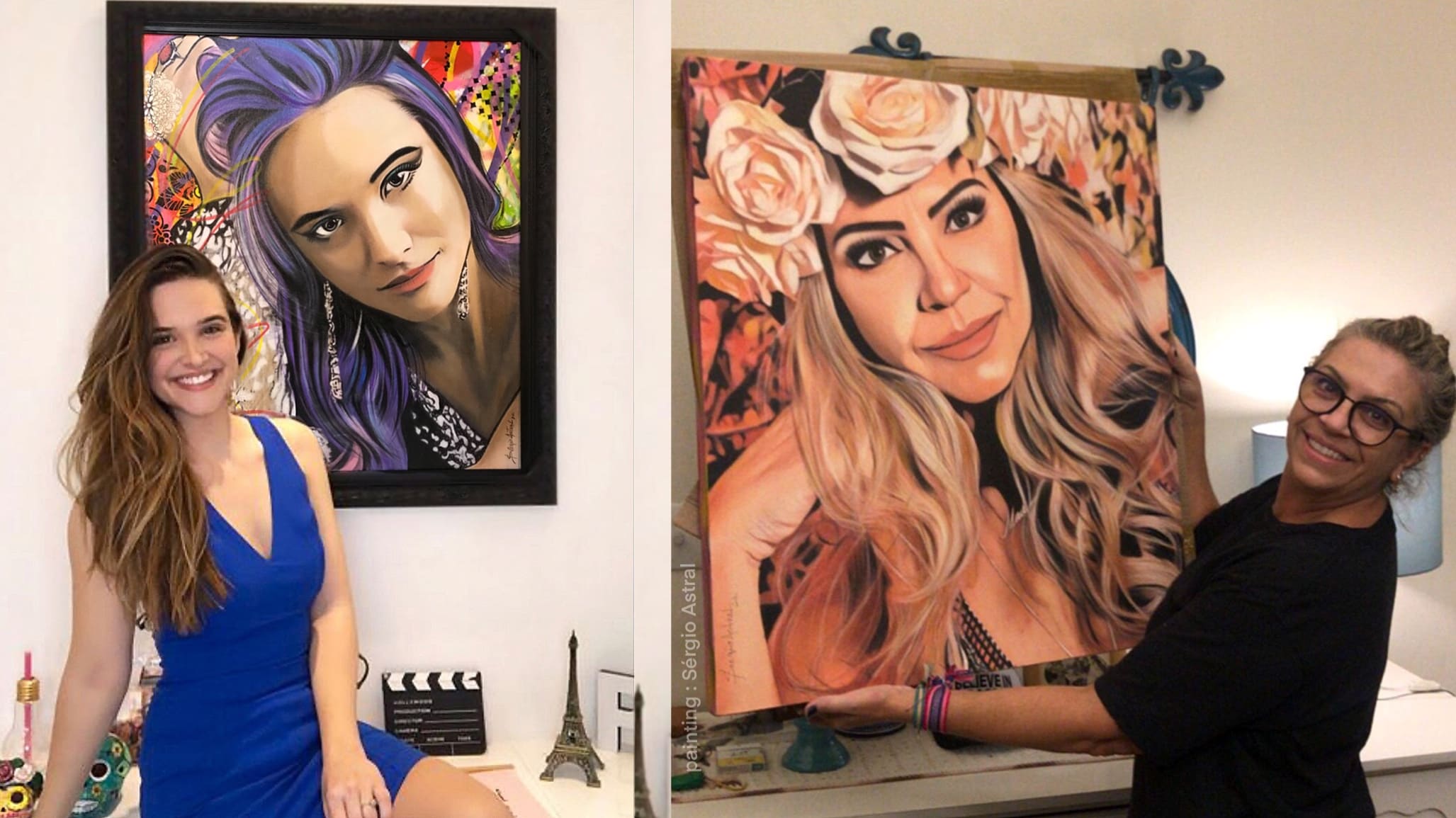 Pintura de mulher em estilo contemporâneo, com tons pastéis suaves