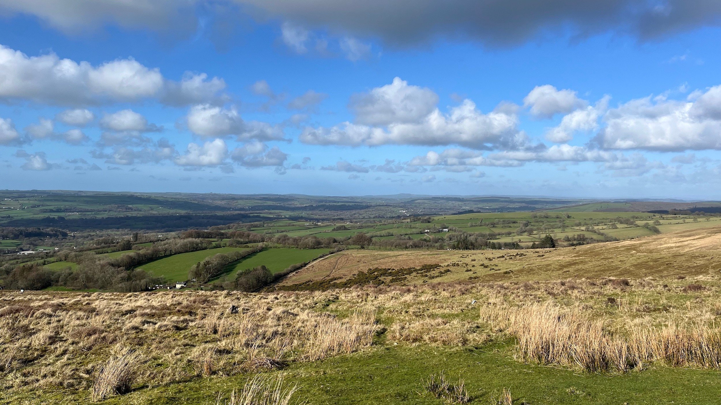 the wild moorland with distant hills behind
