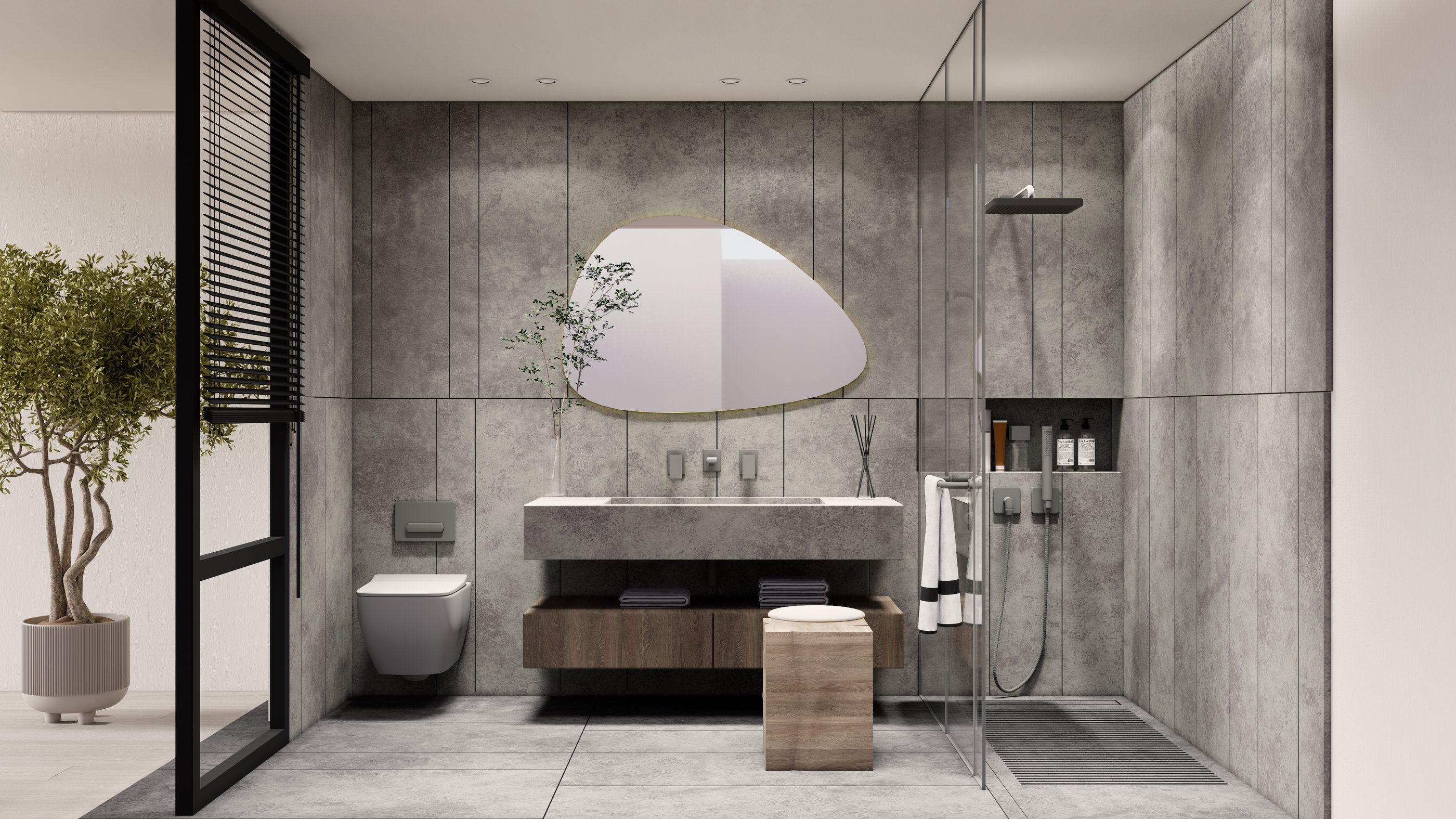 Bathroom made of travertine