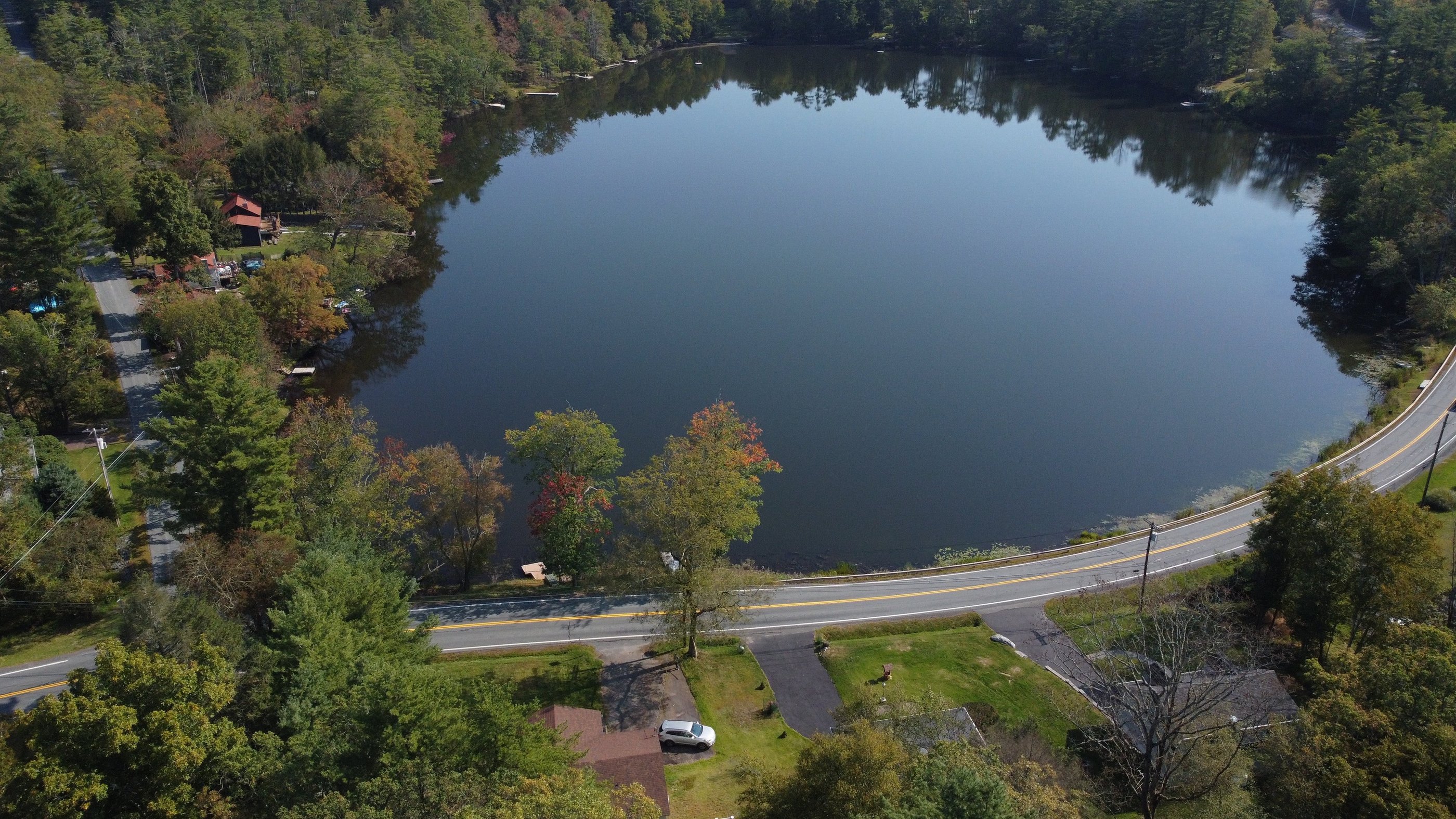 Drone Aerial Shot of Lake
