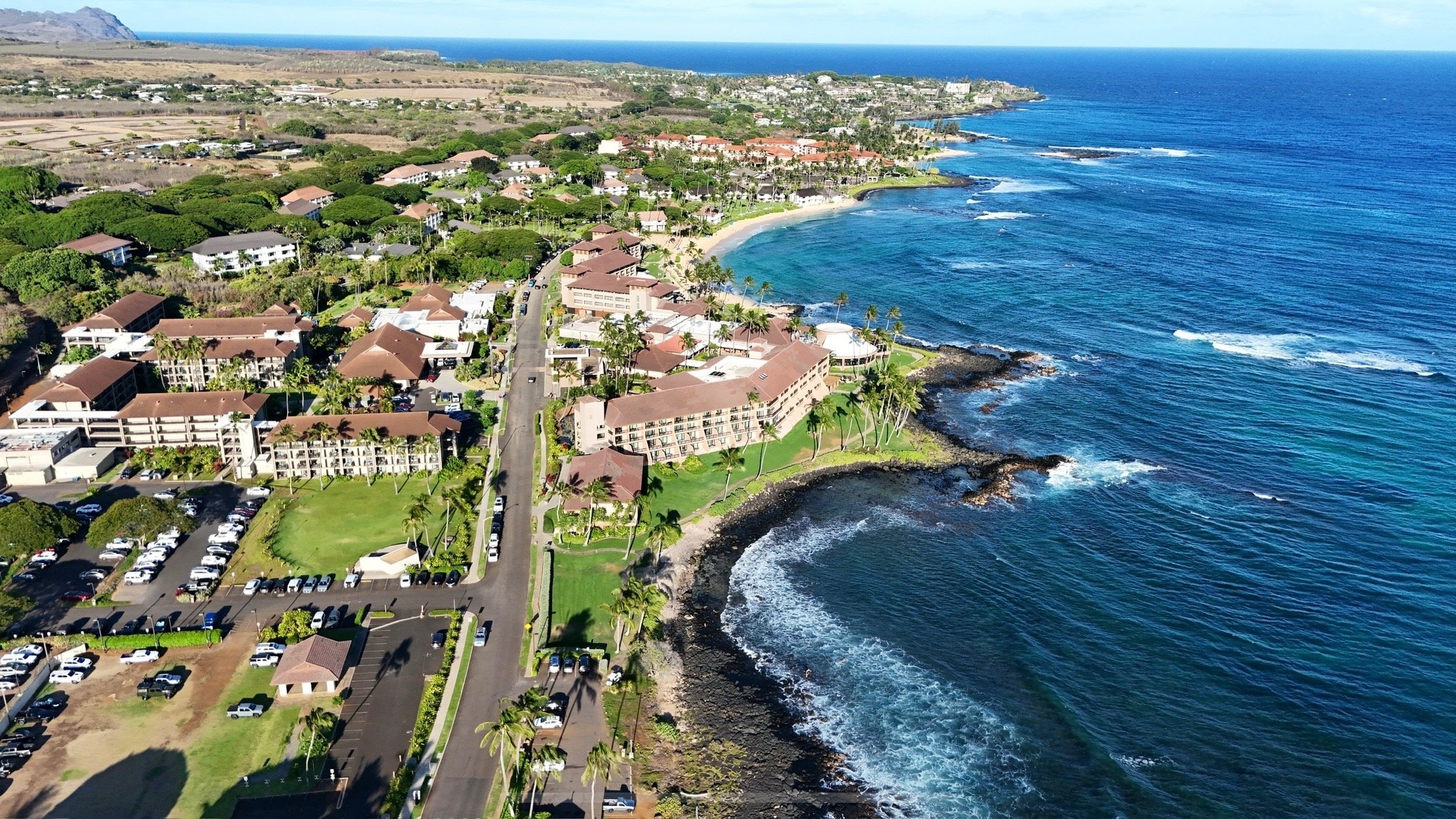 aerial view of poipu beach kauai