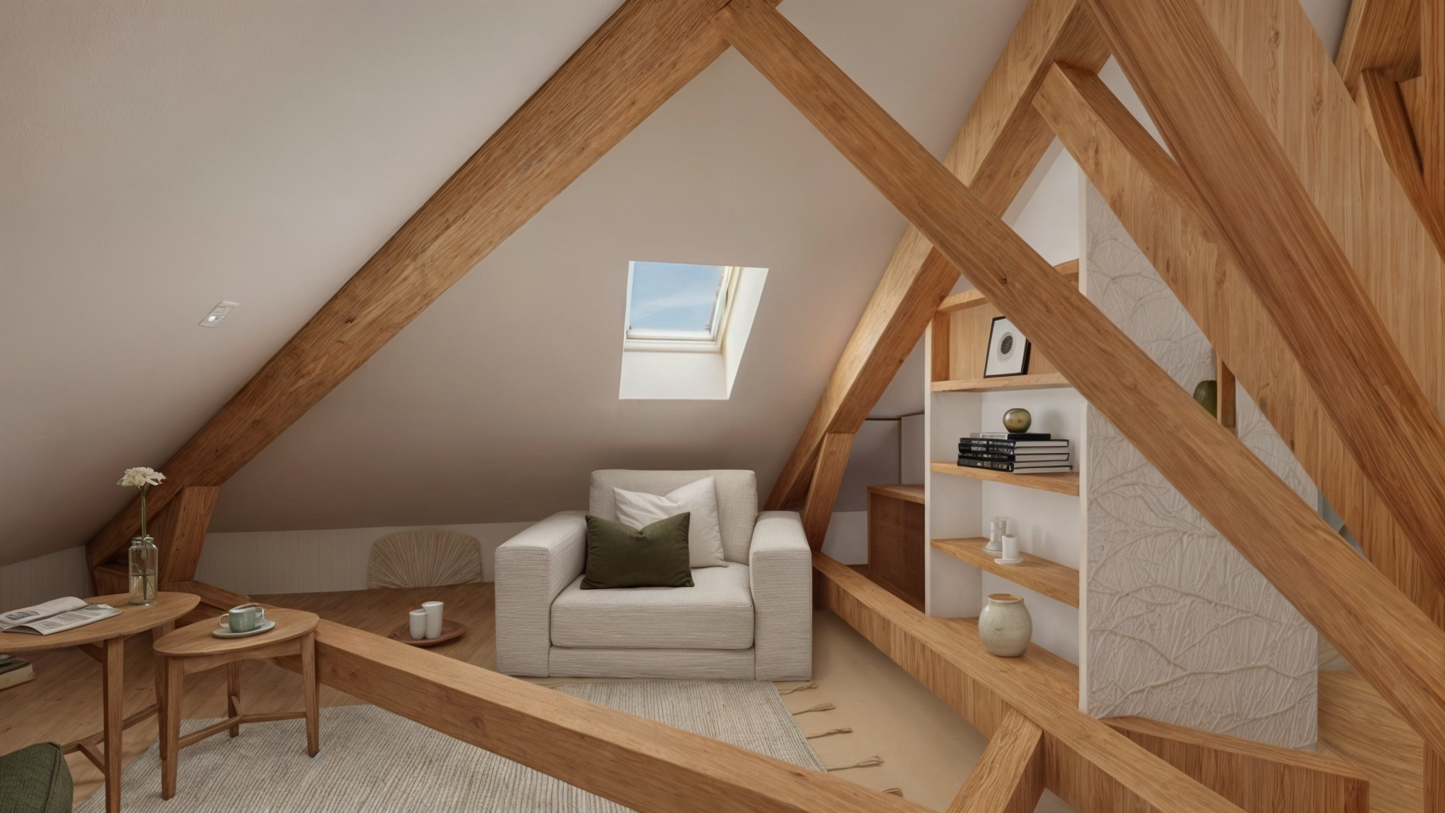 aménagement sous comble d'un salon