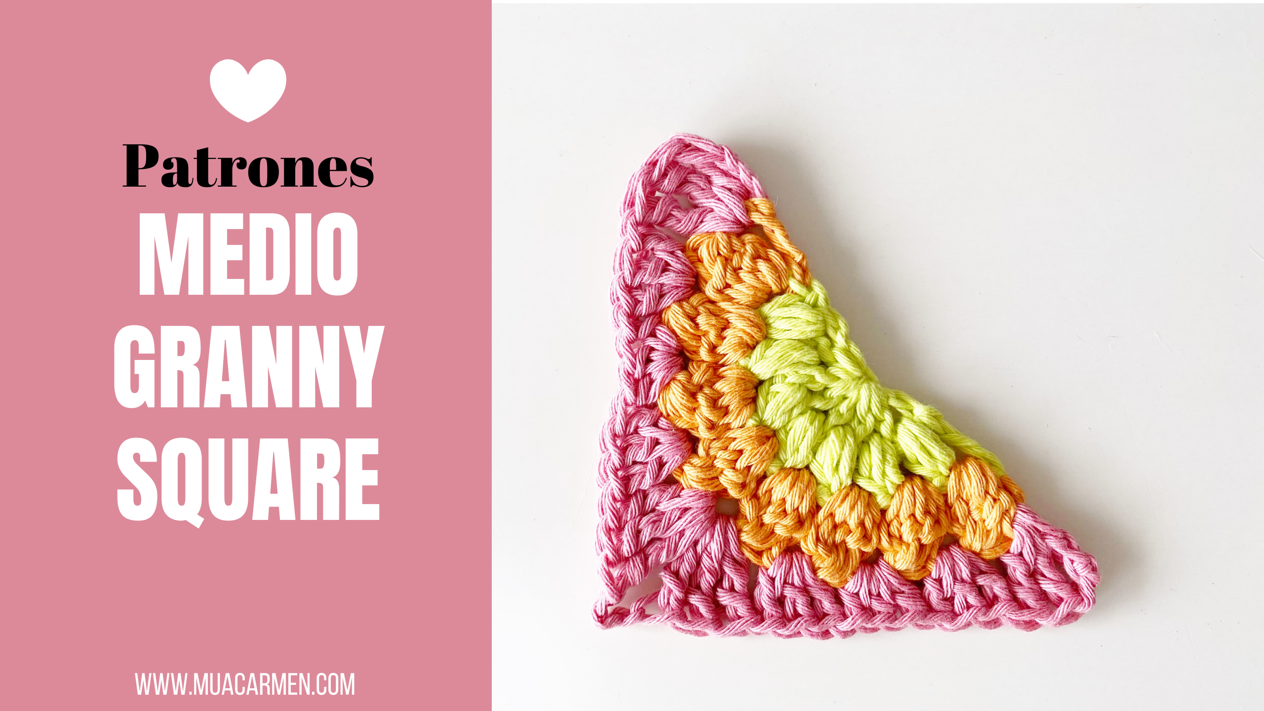 tutorial de medio granny square de crochet