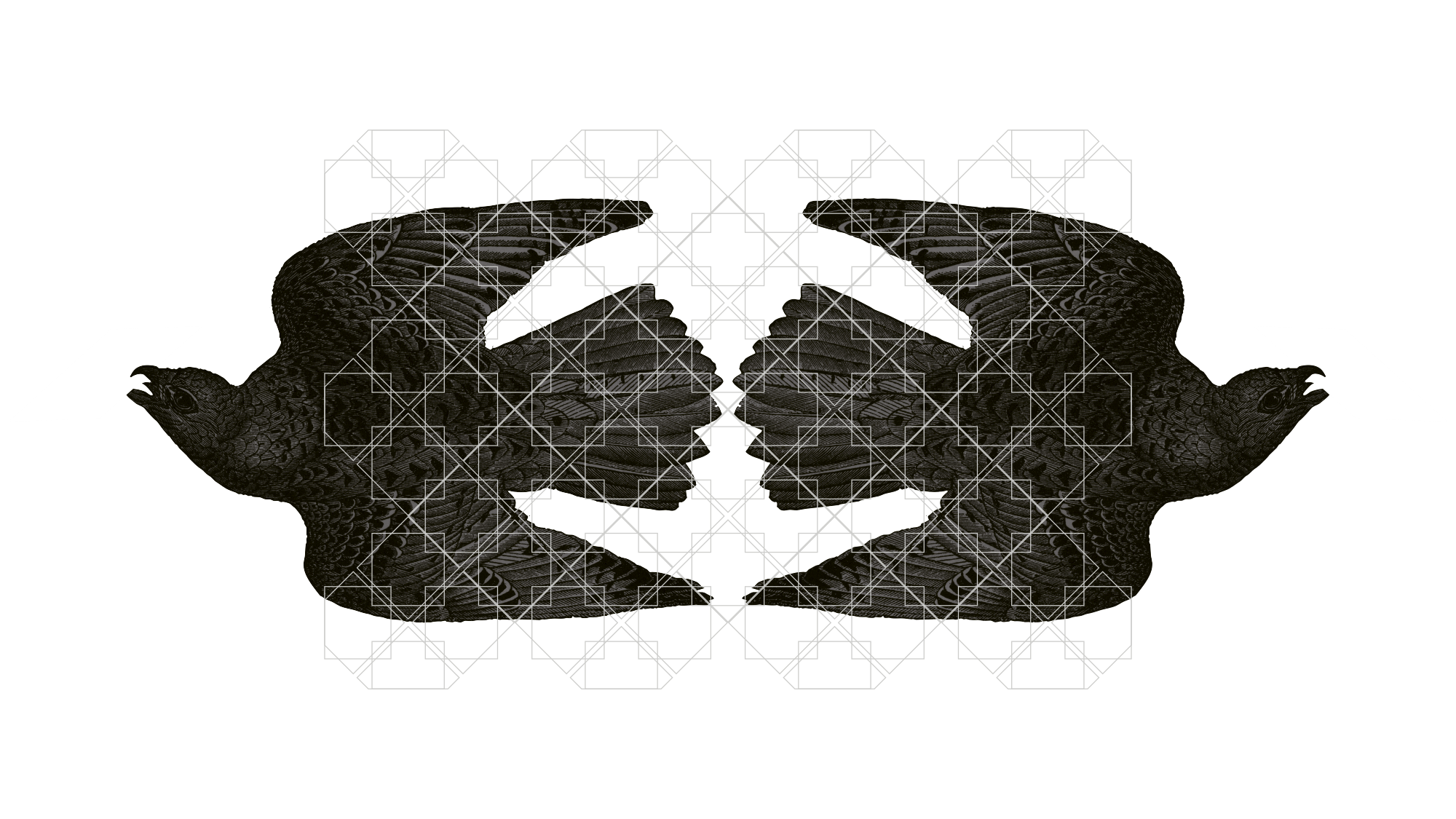Elegantes grafisches Ornament mit fliegenden Vögeln als Symbol für Trauerkommunikation