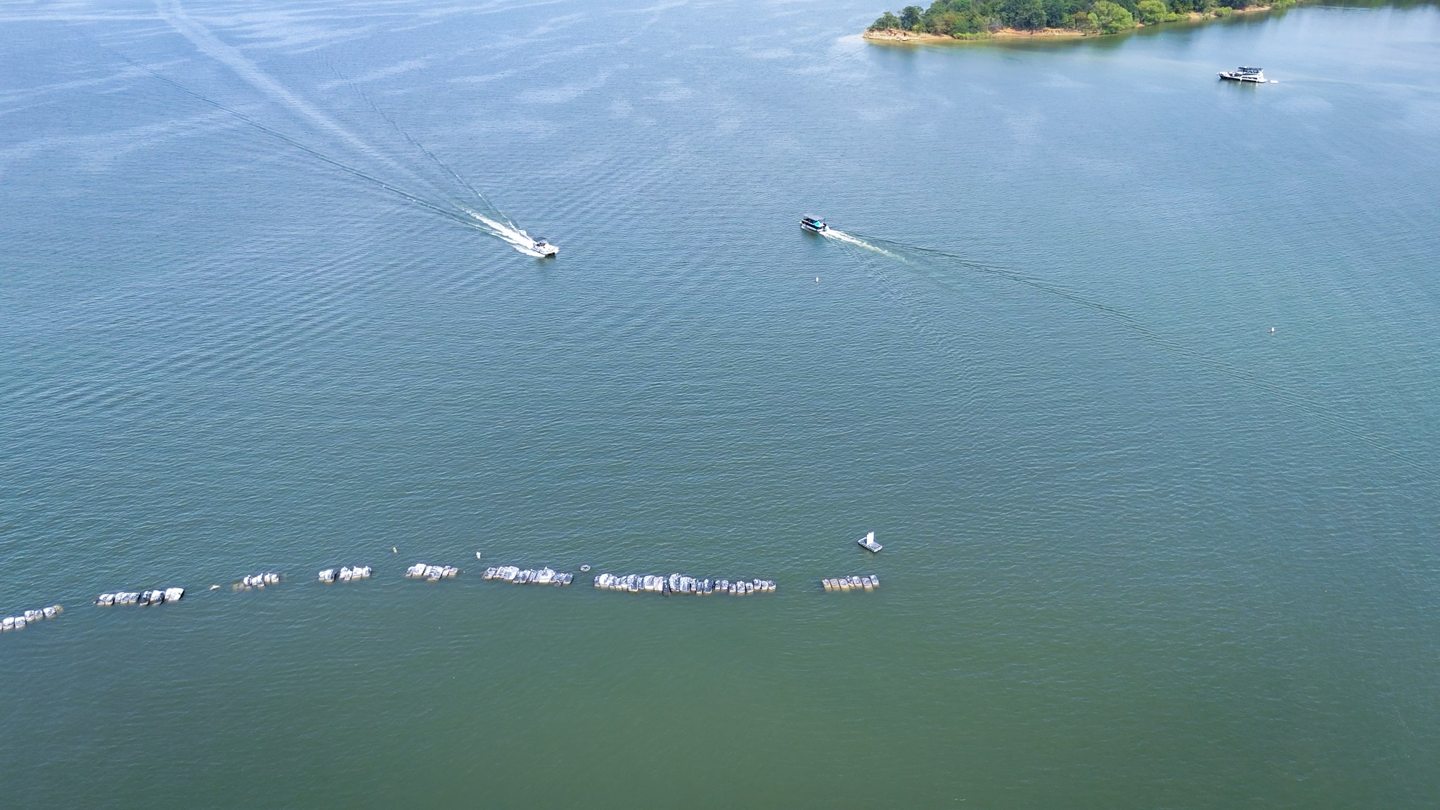 a boat is sailing on the water