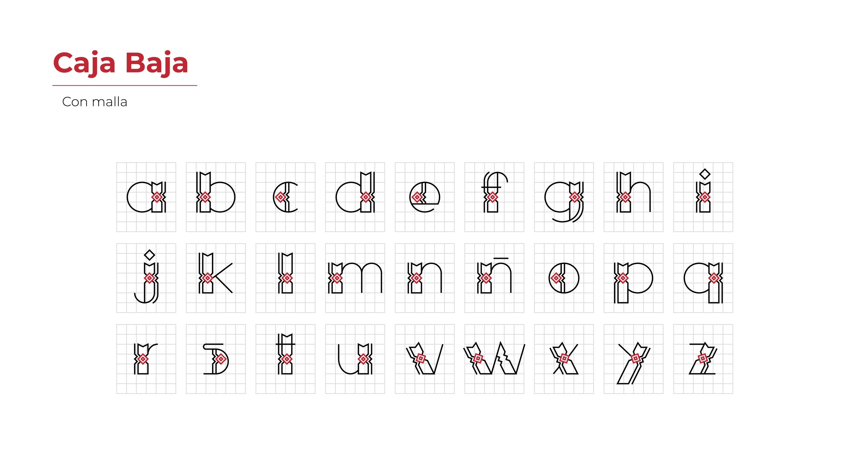 Caja baja o minúsculas inspiradas en la iconografía de la Comunidad Yine