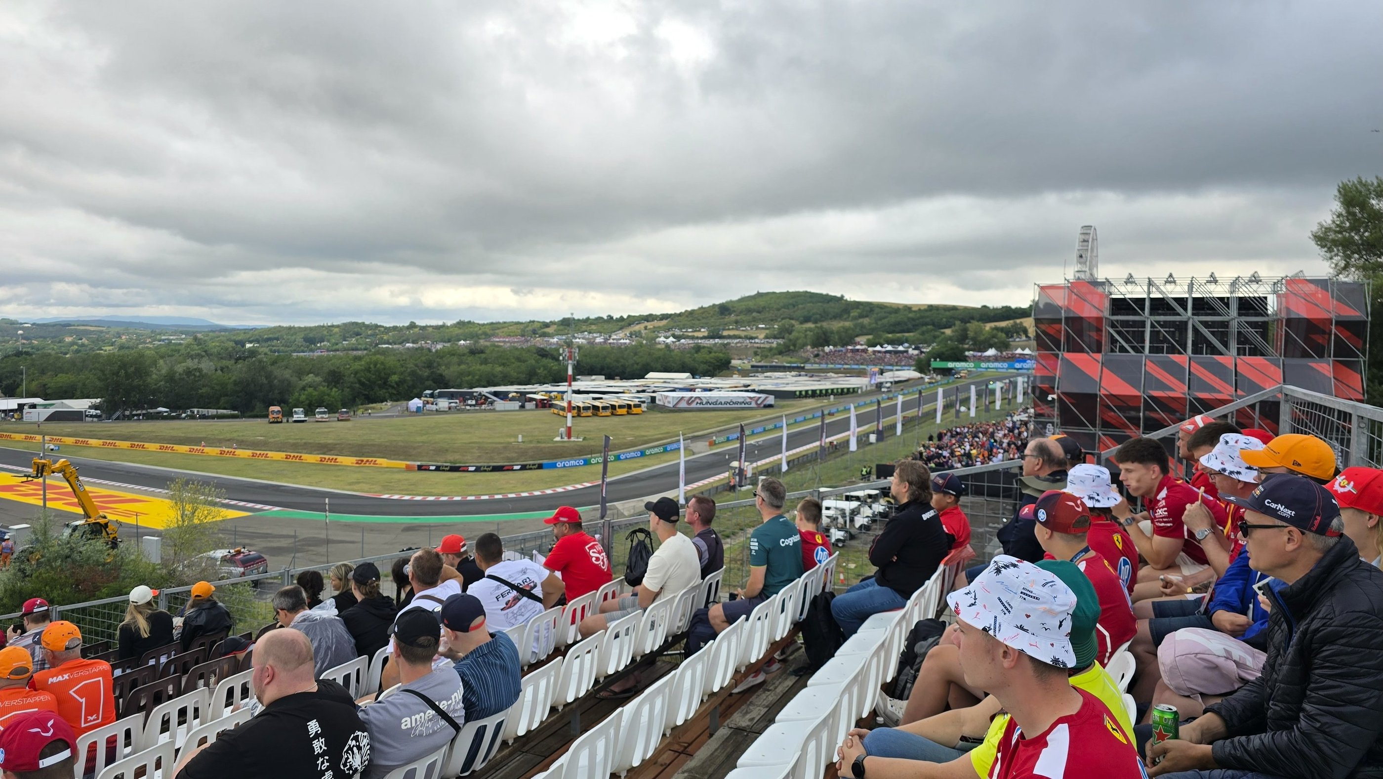 Widok na Hungaroring i zachmurzone niebo