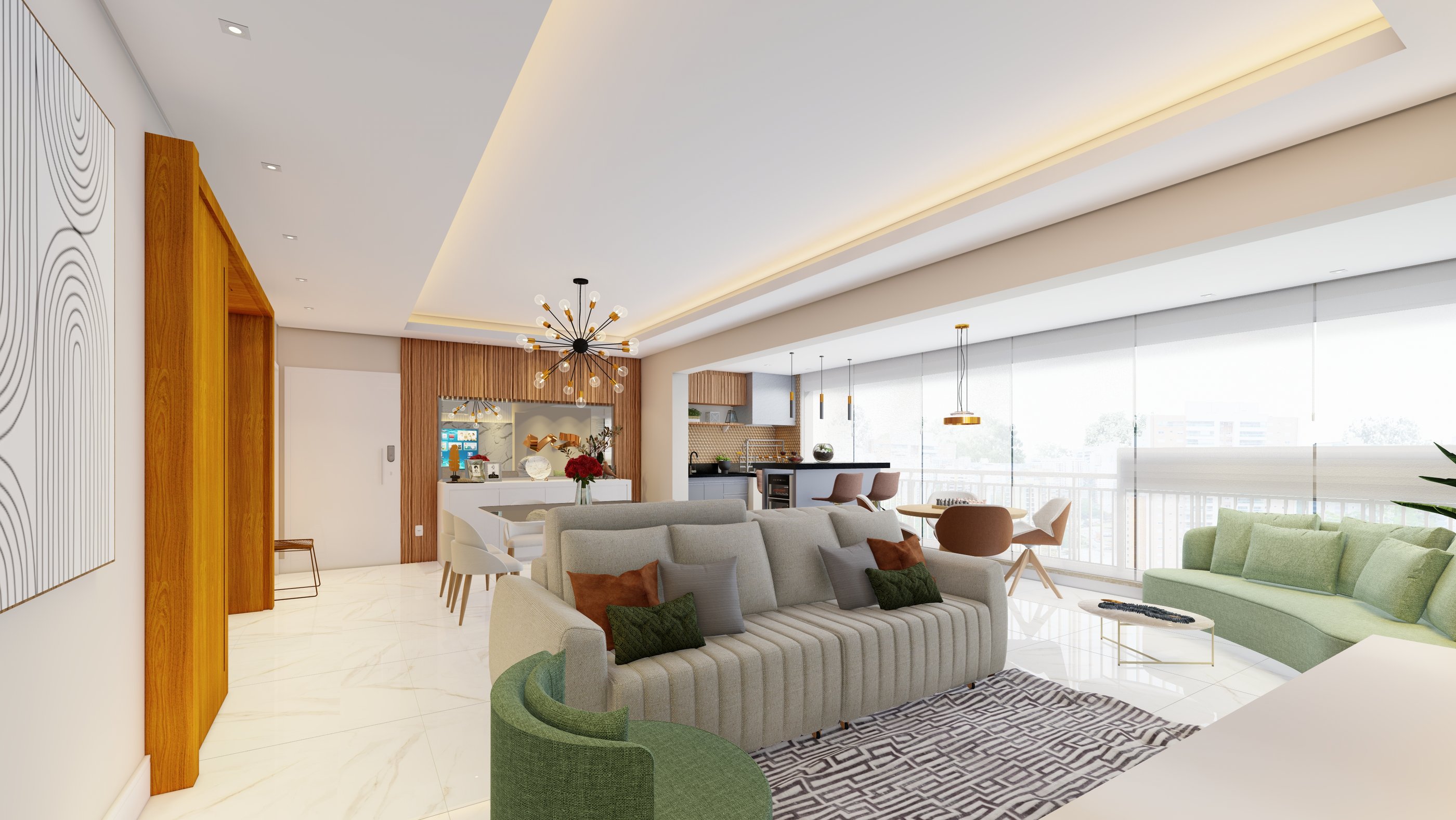 Apartamento reformado com conceito aberto em São Paulo