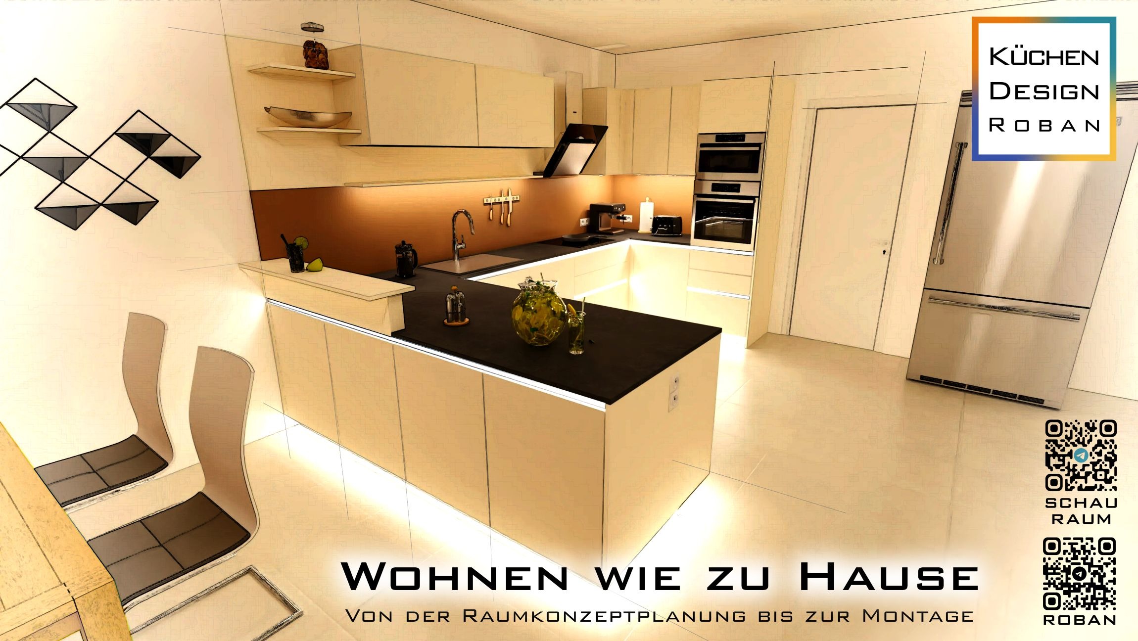 a kitchen with a large island and a kitchen