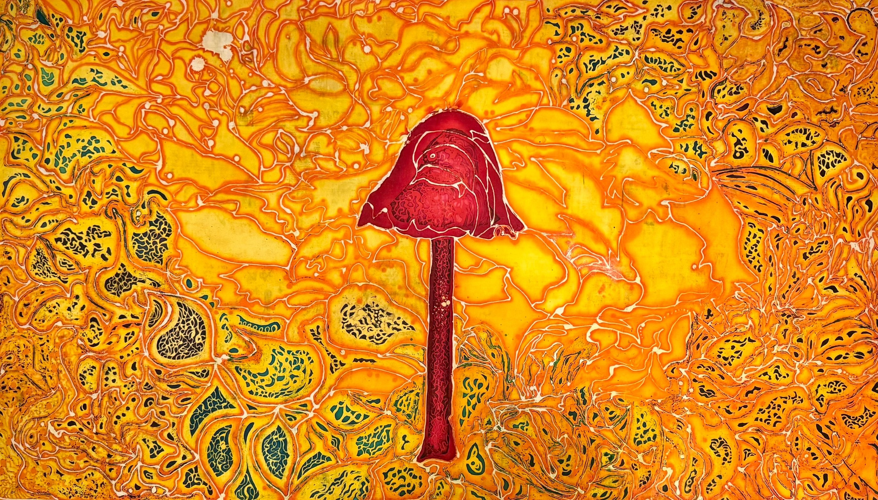 MUSHROOM, BATIKART, BATIKARTIST, BATIKPAINTING, HANDMADEART, HANDDRAWNBATIK, CONTEMPORARYBATIK