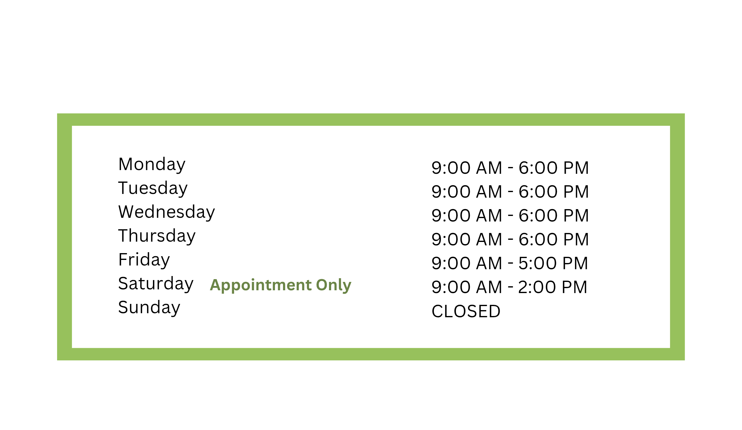 hours of operation