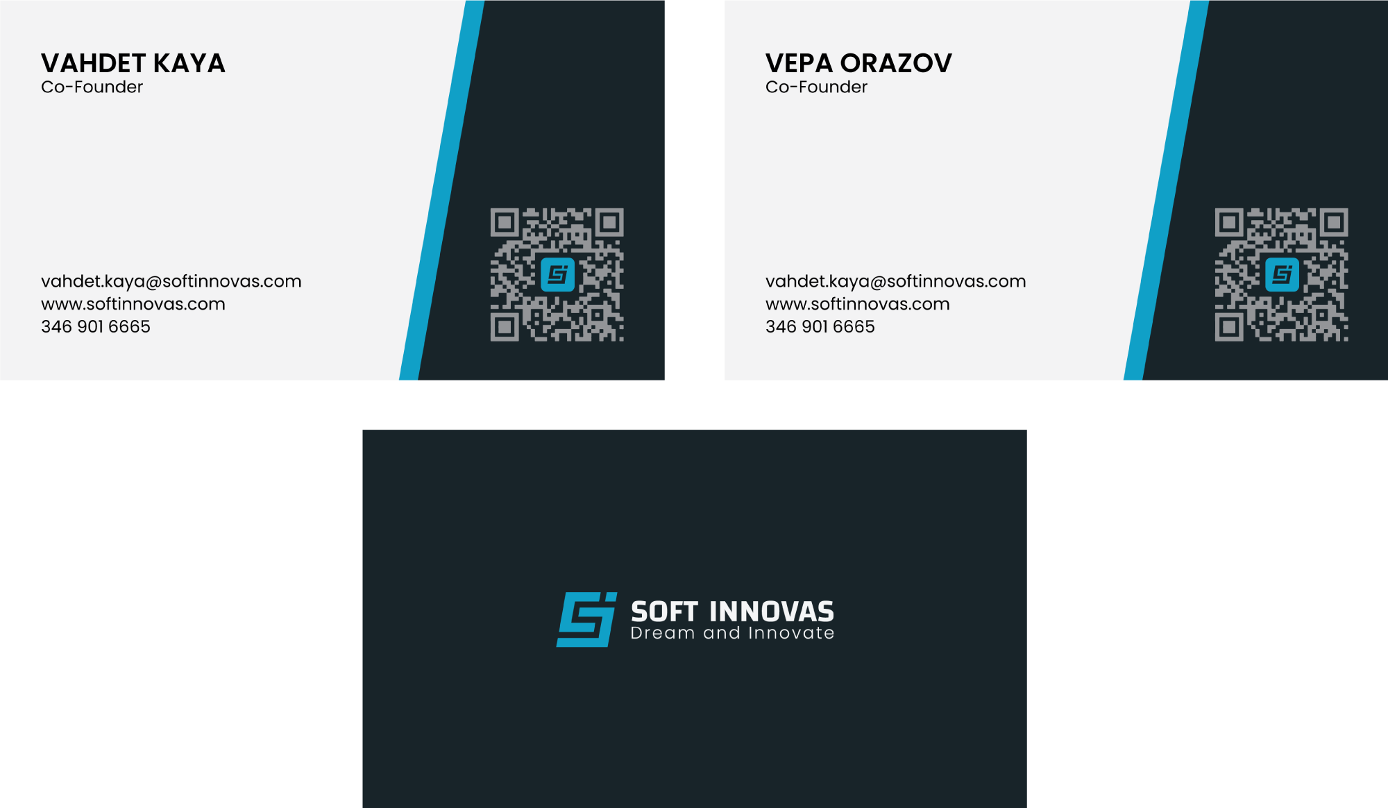 a business card with a qr code on it