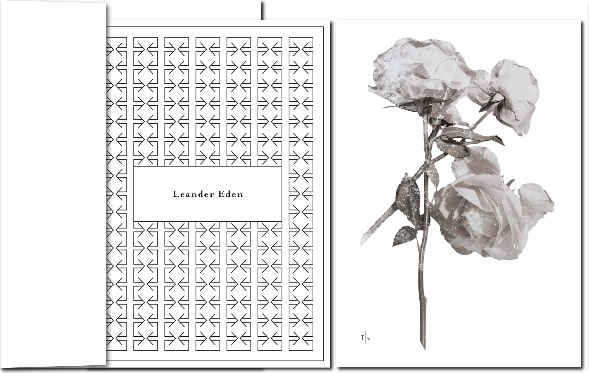 Weiße Rosen zum Abschied auf Trauerkarte