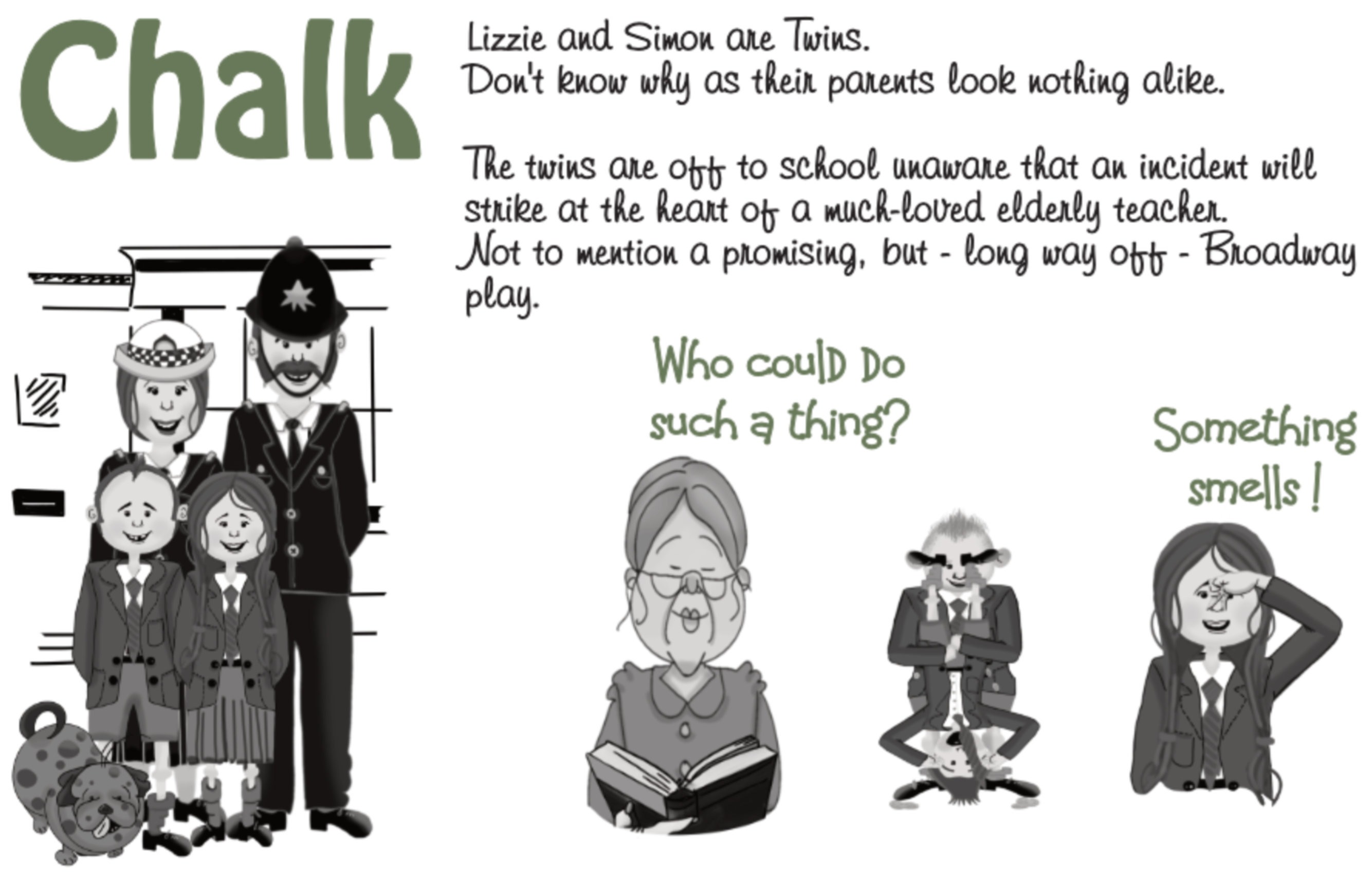 a cartoonish police family picture with dog