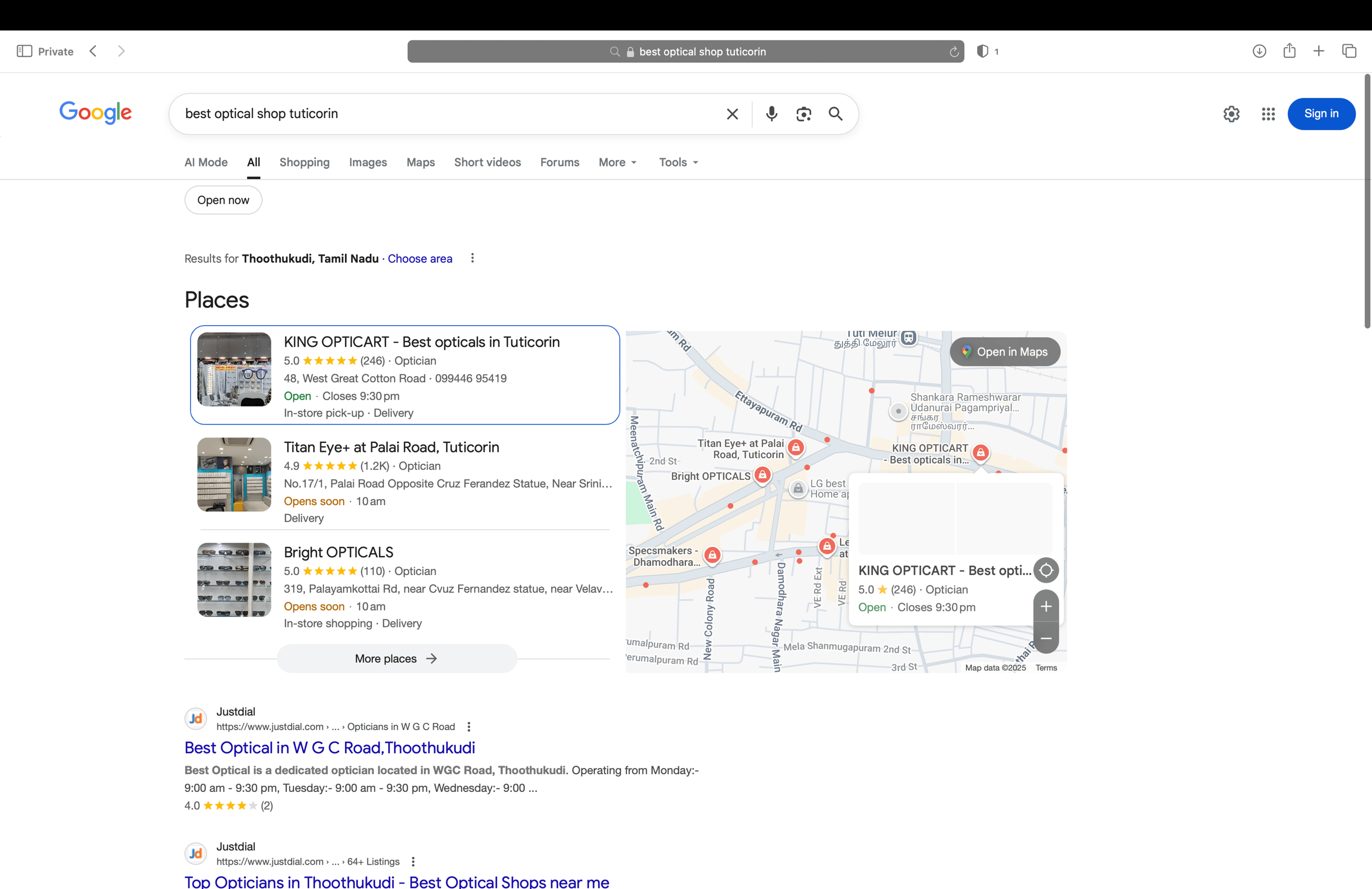 King OpticArt – best optical shop in Tuticorin ranked #1 on Local SEO by Digital With Dhana