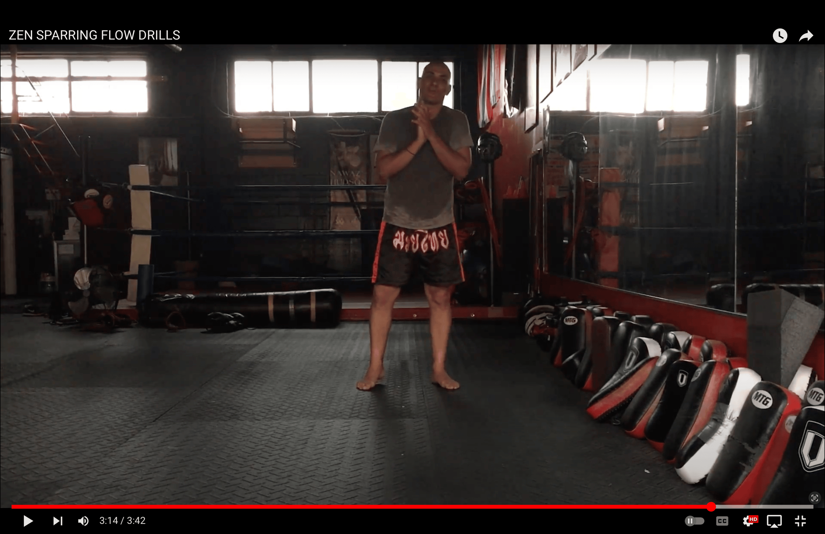 A man in a boxing ring with a punching bag!
