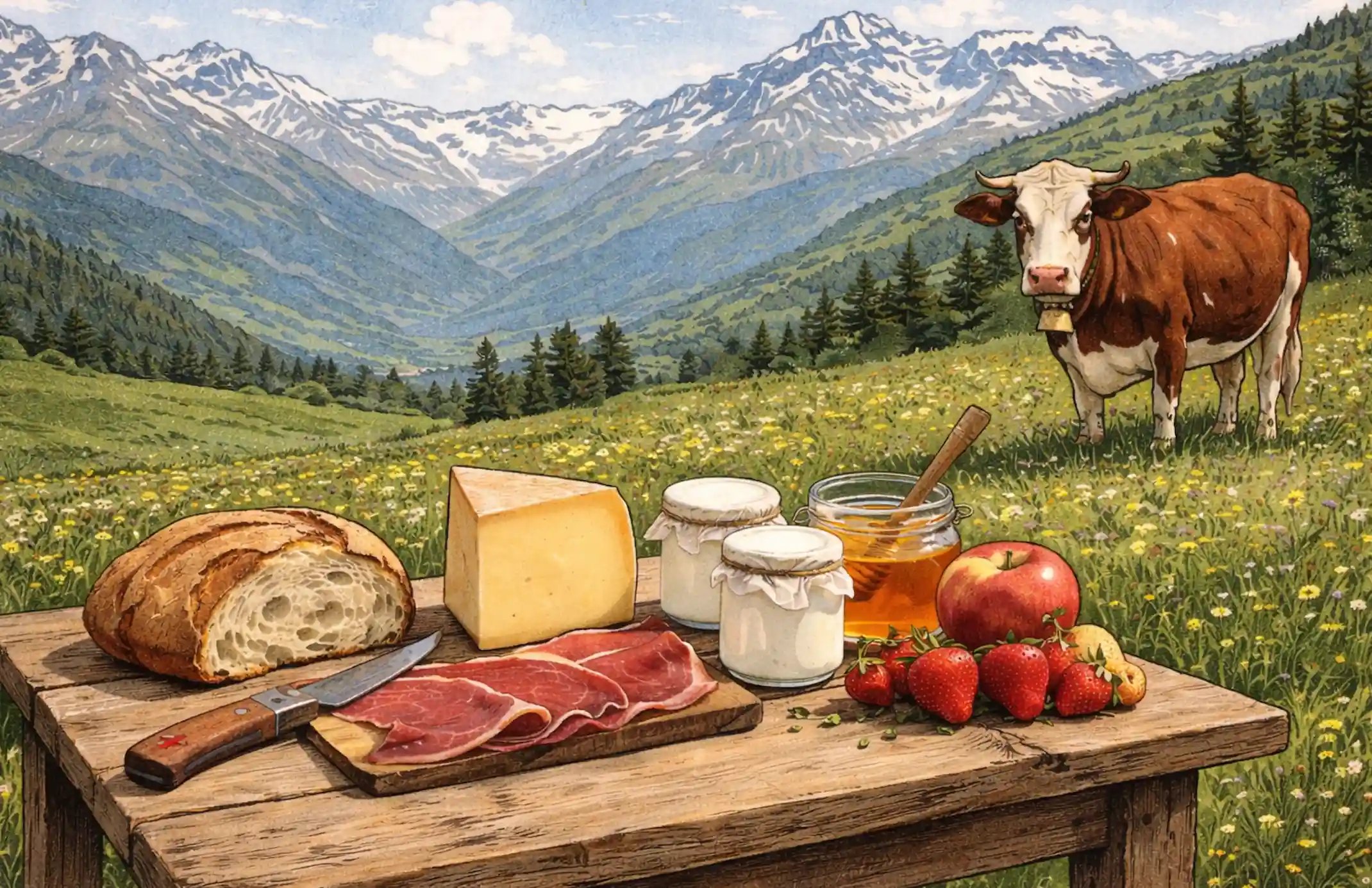 Une table de produits dans un champ