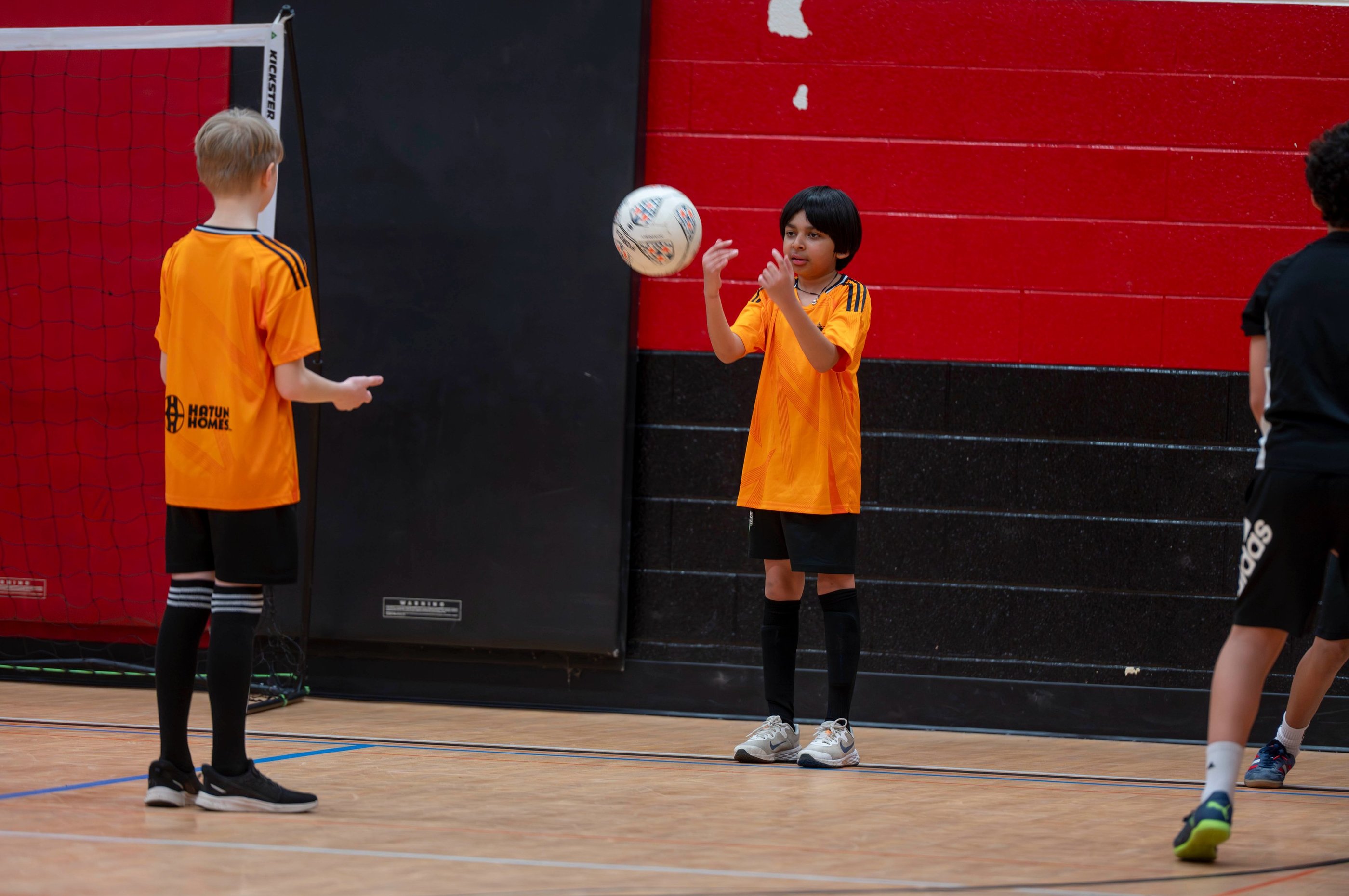 MVB FC boys playing indoor futsal soccer school in Mississauga