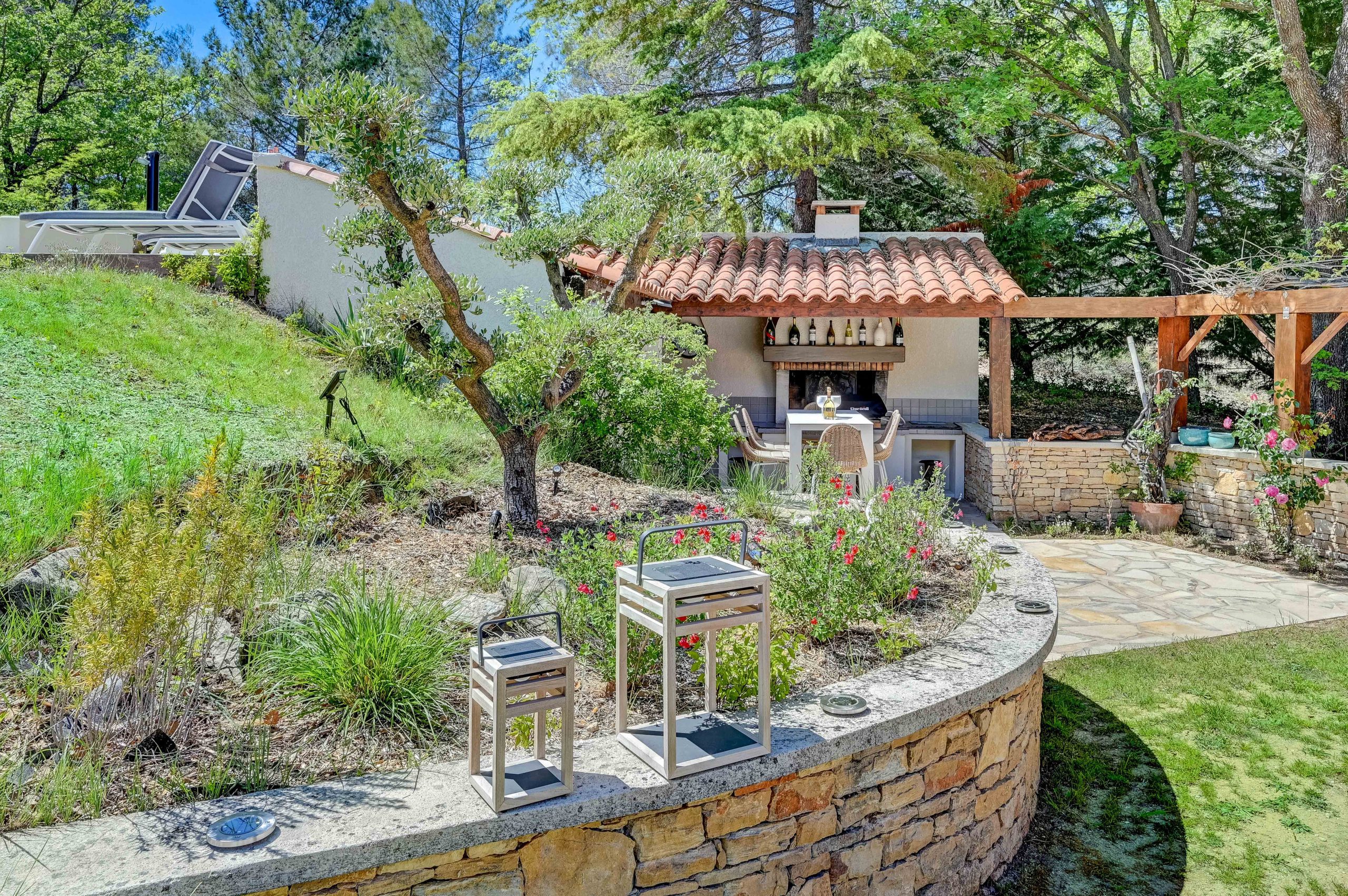 summer kitchen with patio and plancha