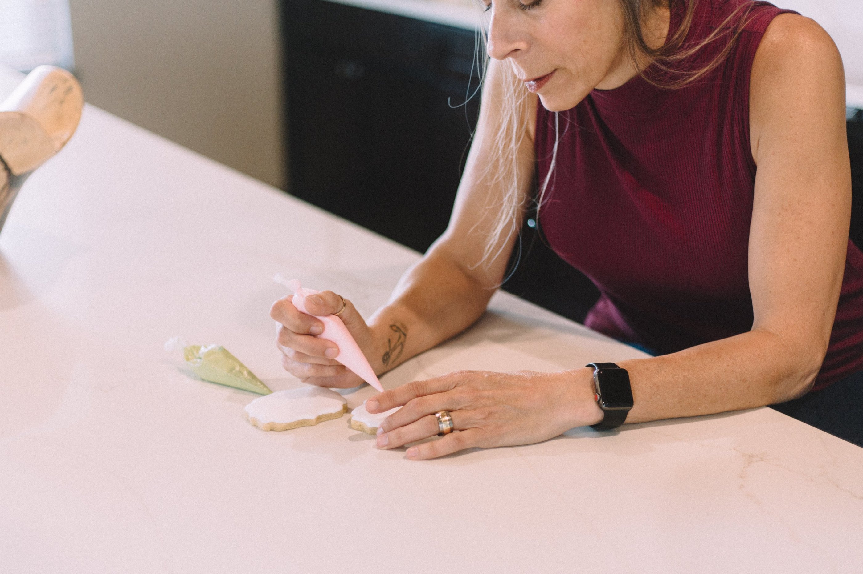 Hand-piped sugar cookies with royal icing