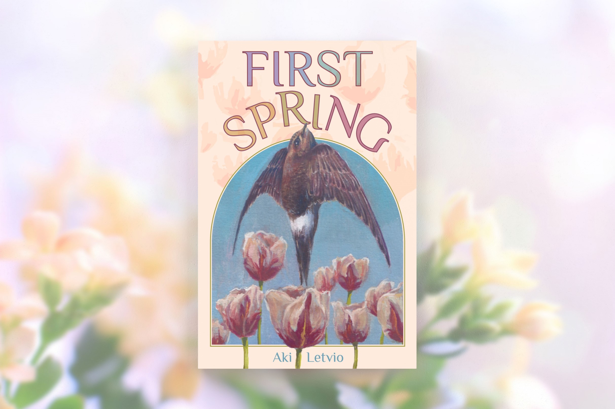 a book cover with painting of a swift and tulips