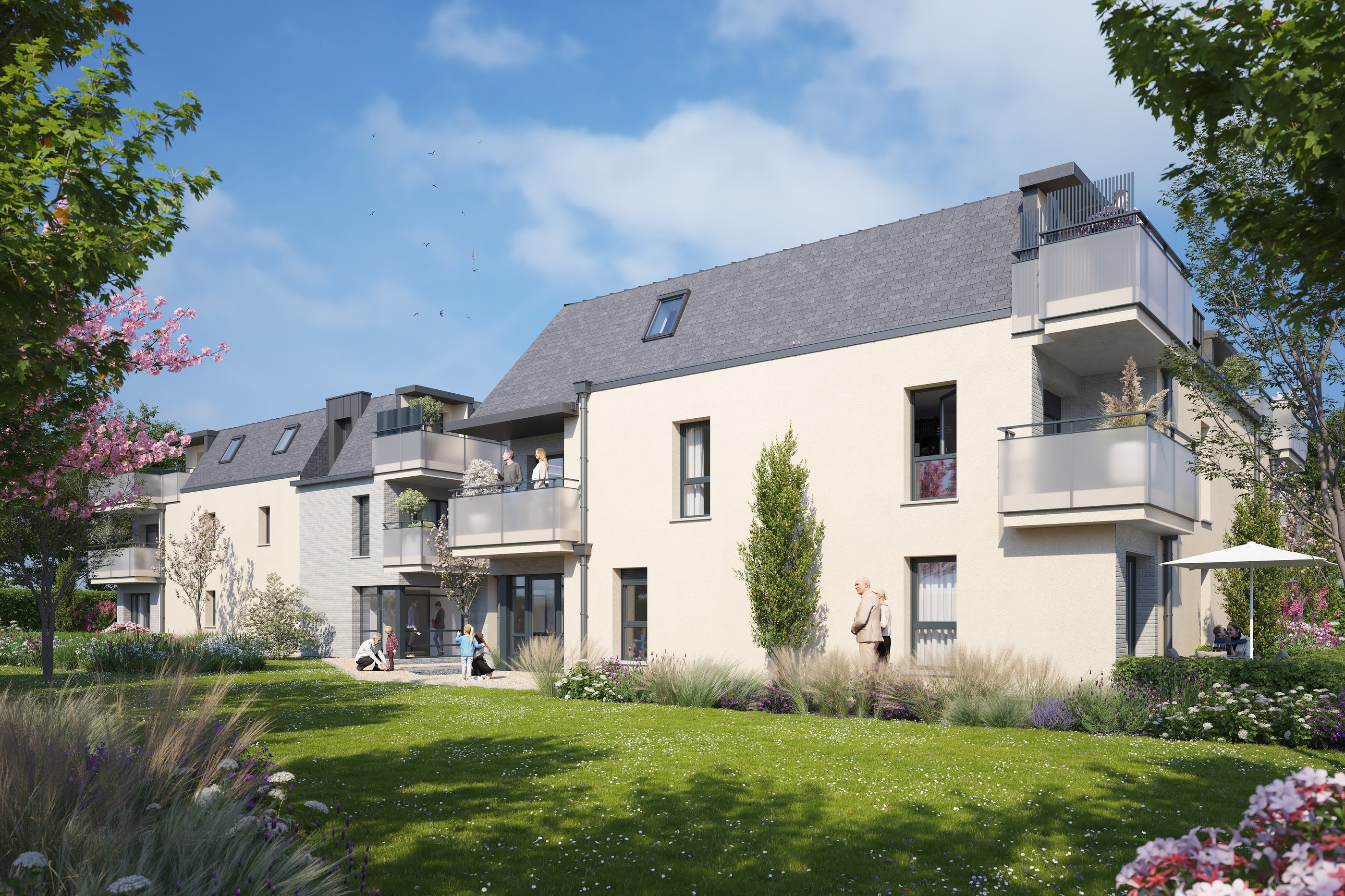 Résidence Orée avec appartements modernes et balcons, dans un environnement calme et verdoyant près 