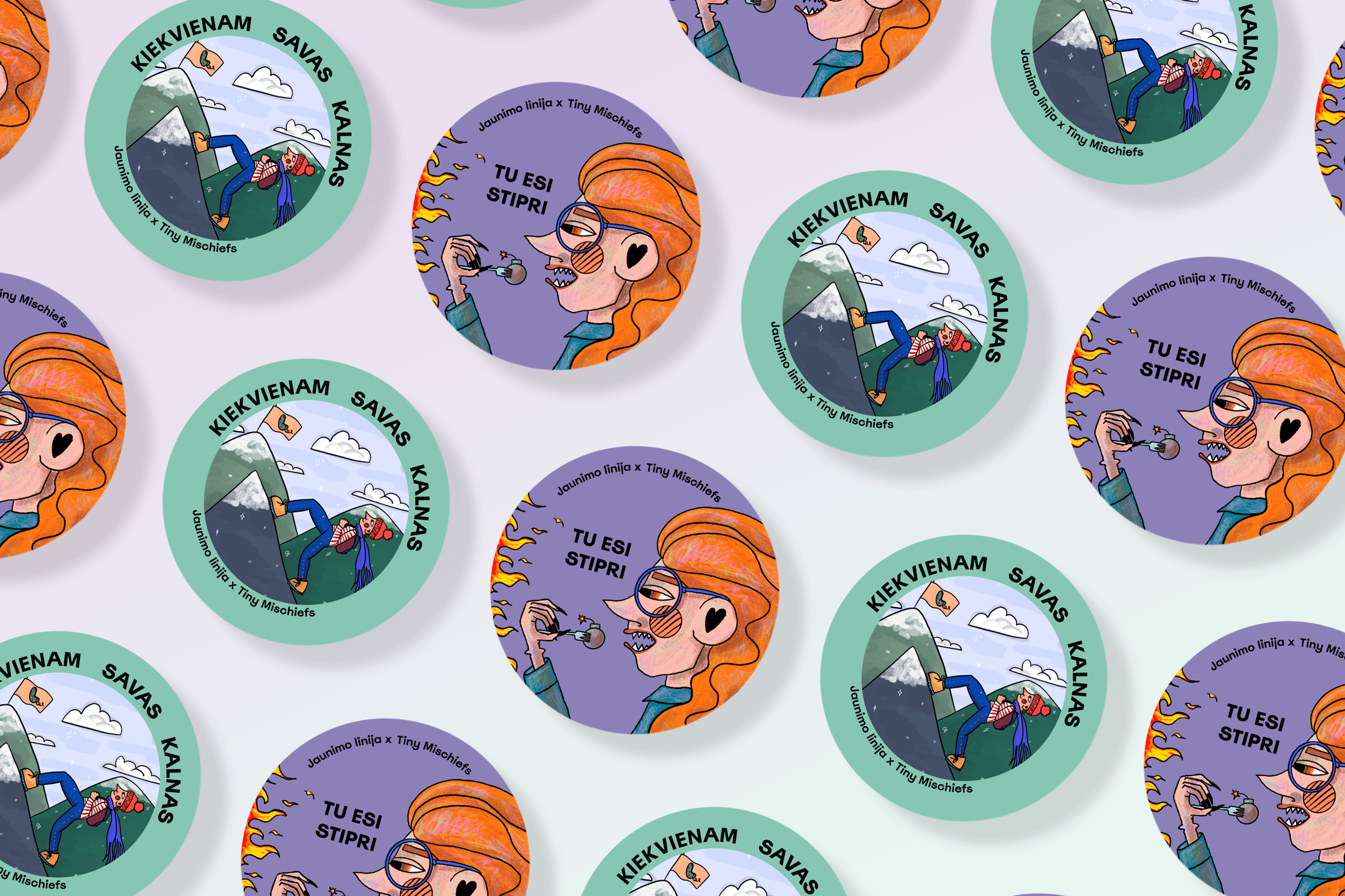 mockup of stickers for jaunimo linija