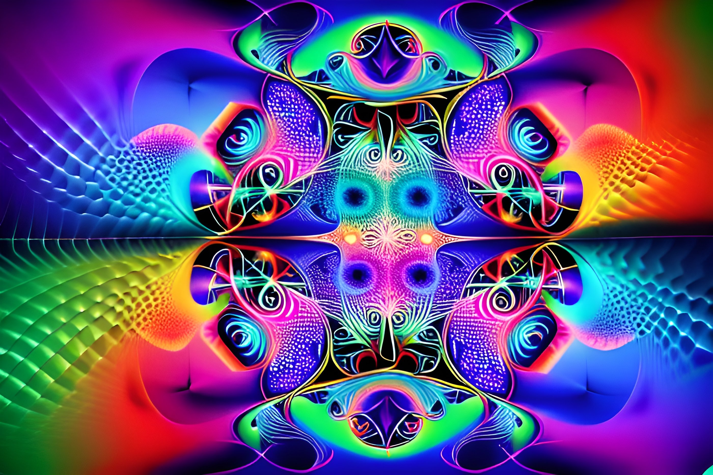 a colorful abstract painting of a fish with a rainbow colored background