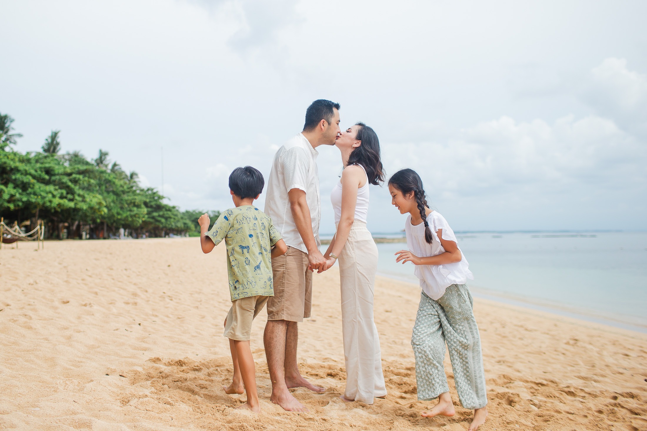 family portrait at beach during Westin Nusa Dua Bali photography session
