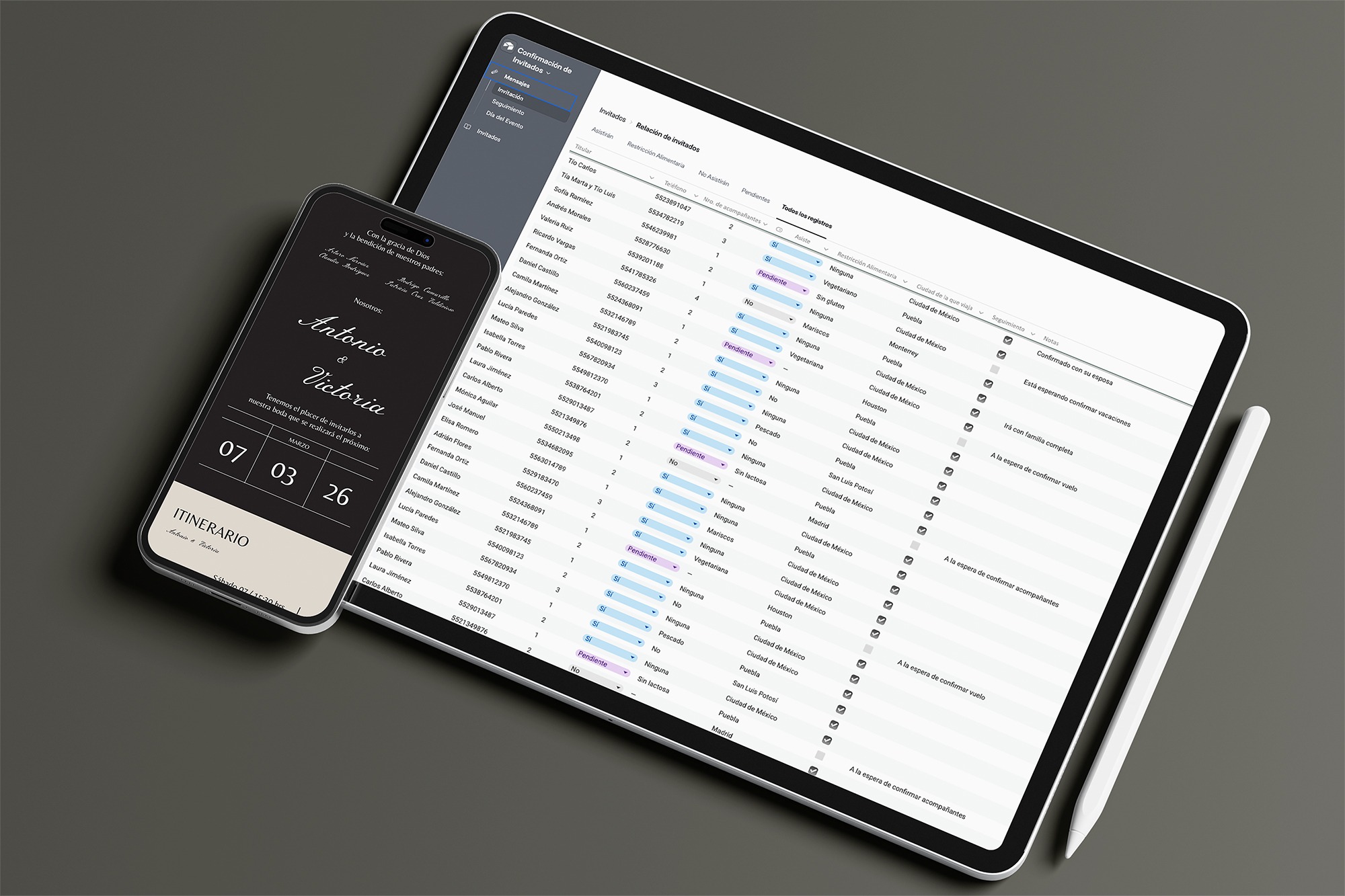 servicio de confirmación de invitados